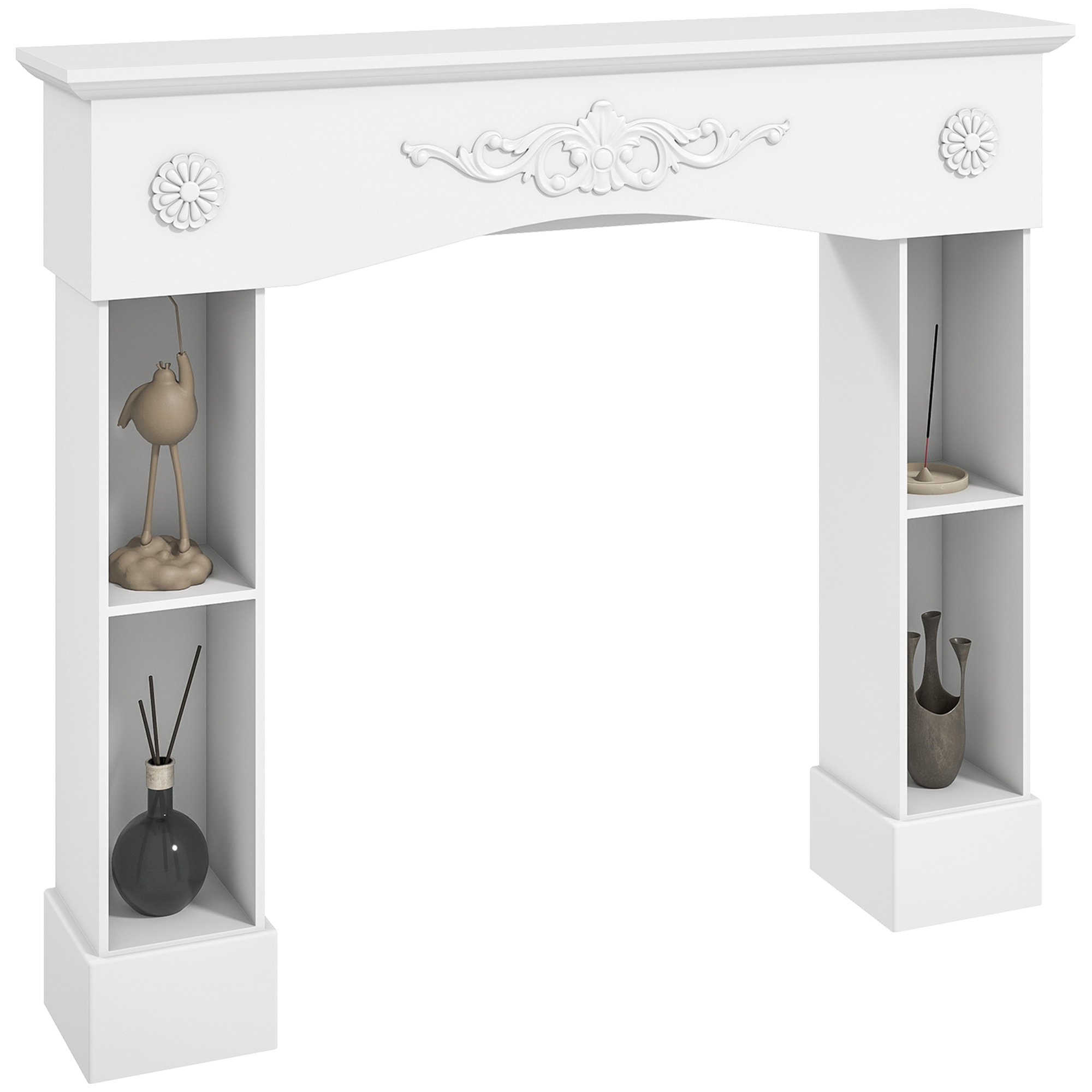 Baroque Fireplace Mantel, Freestanding Fireplace Surround with Leg for Electric Fireplaces, 45.3