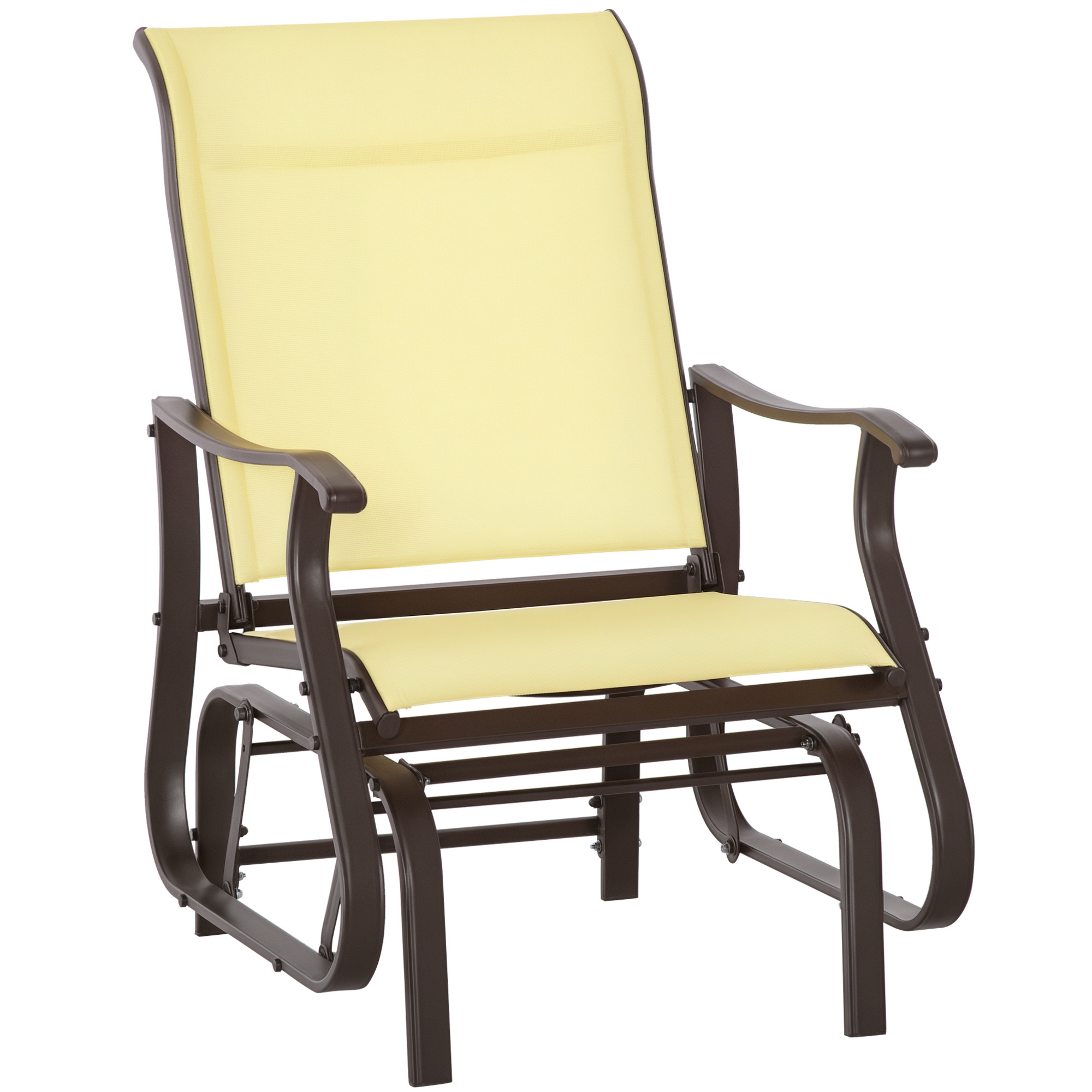 Outdoor Glider Chair, Gliders for Outside Patio with Steel Frame and Mesh Fabric for Backyard, Garden, and Porch, Gray (Drop Shipping Only, Not for Amazon)