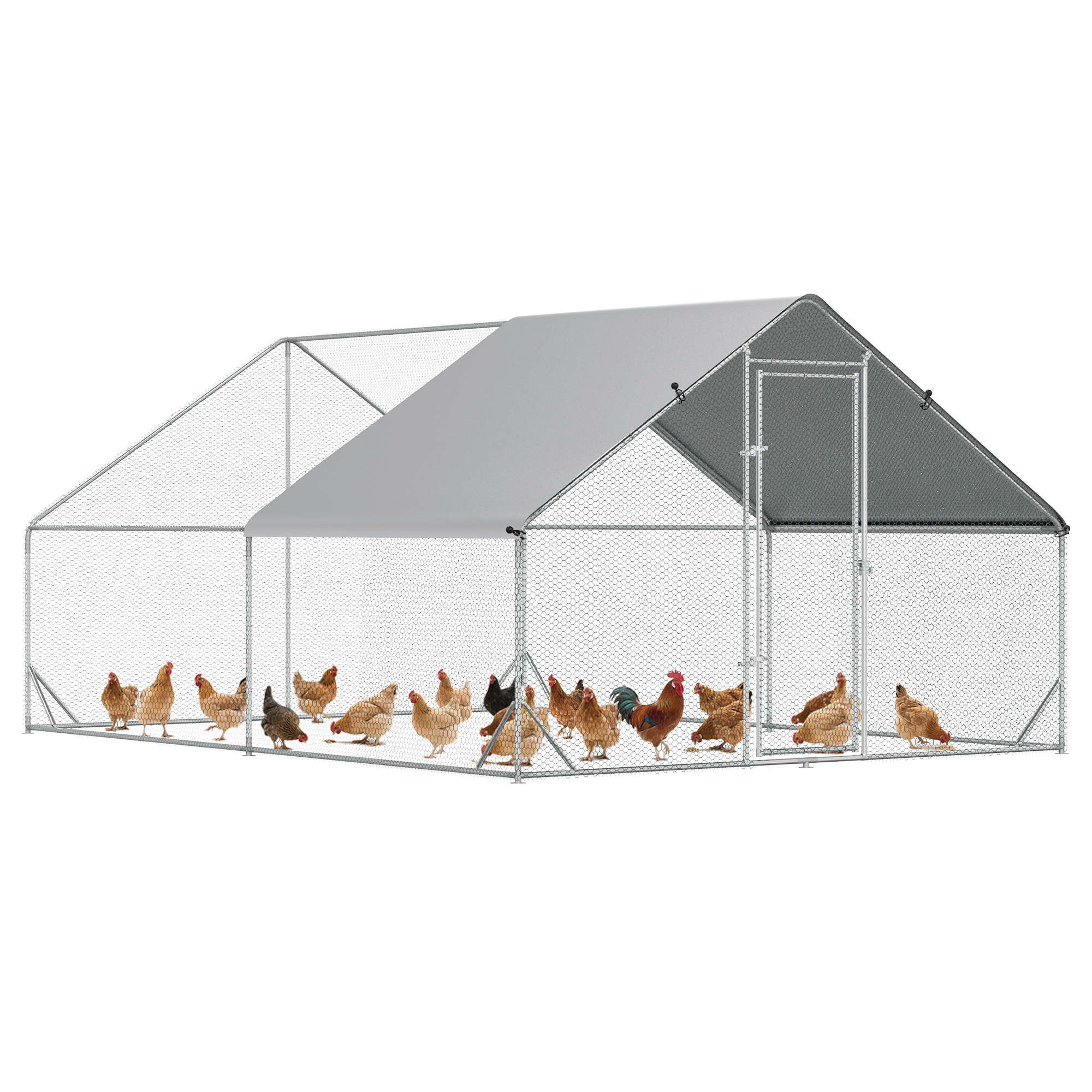 10' x 13' 6.5' Chicken Coop Cage, Outdoor Hen House w/ Cover & Lockable Door (Drop Shipping Only, Not for Amazon)