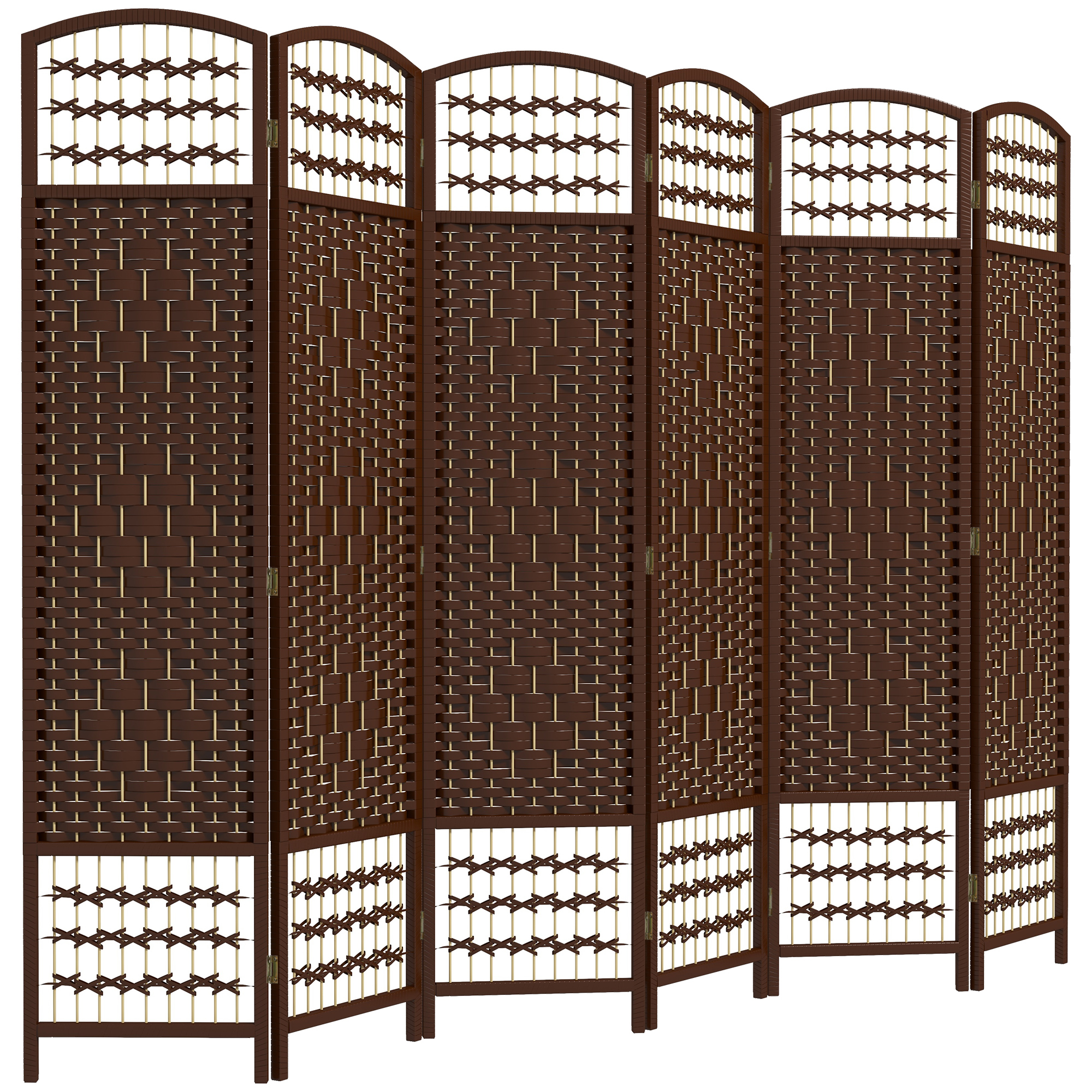 6 Panel Folding Room Divider Portable Privacy Screen Wave Fiber Room Partition for Home Office Brown (Drop Shipping Only, Not for Amazon)