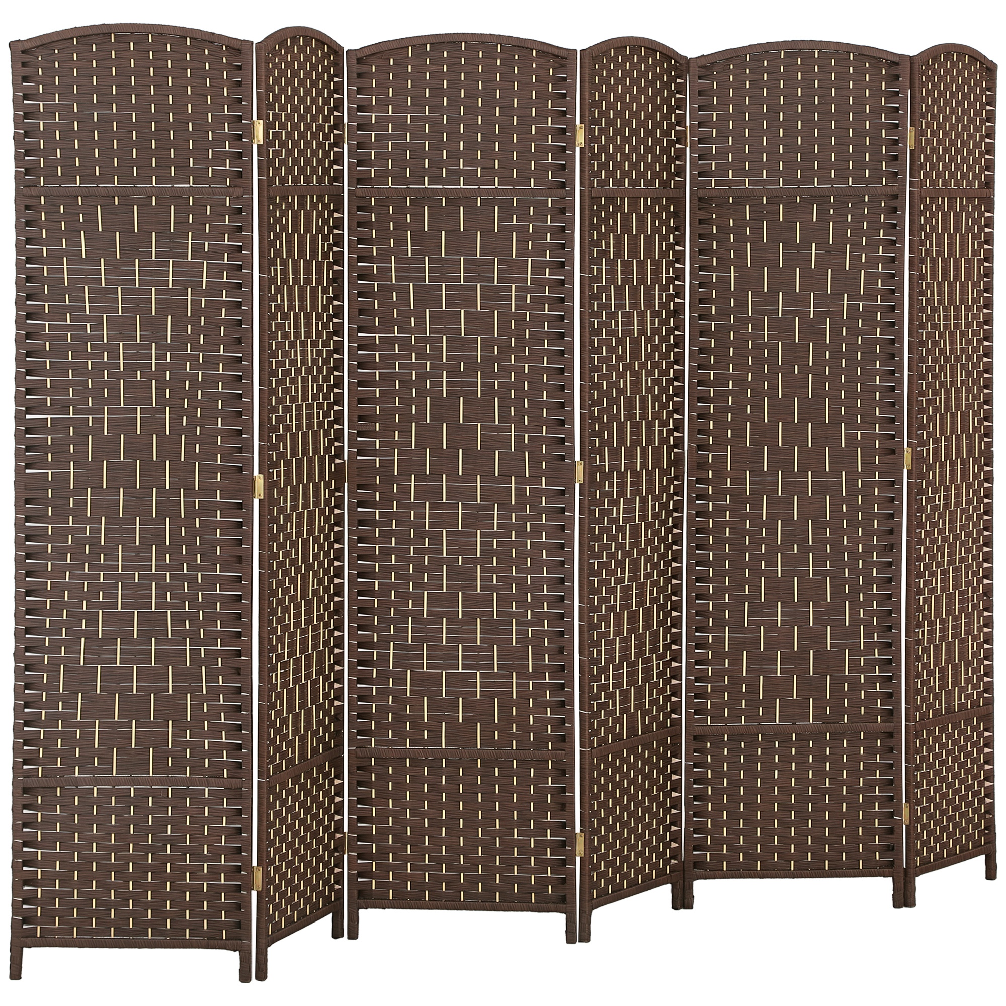 Folding Room Divider Screen 6 Panel 6' Tall Privacy Screen Freestanding Wood Partition for Home Office, Brown (Drop Shipping Only, Not for Amazon)