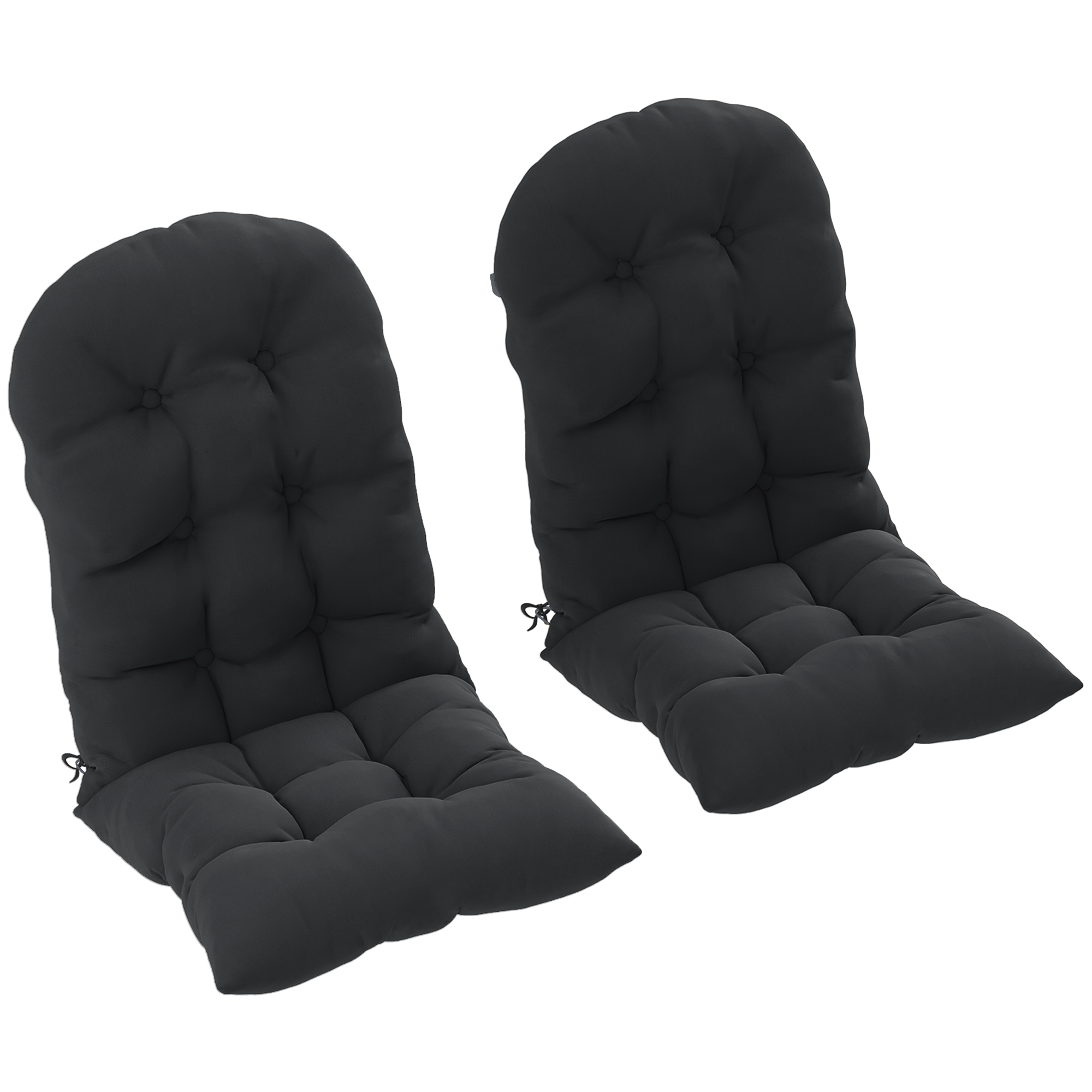 Outdoor Adirondack Chair Cushions Set of 2, Tufted High Back Patio Chair Cushions, Black (Drop Shipping Only, Not for Amazon)