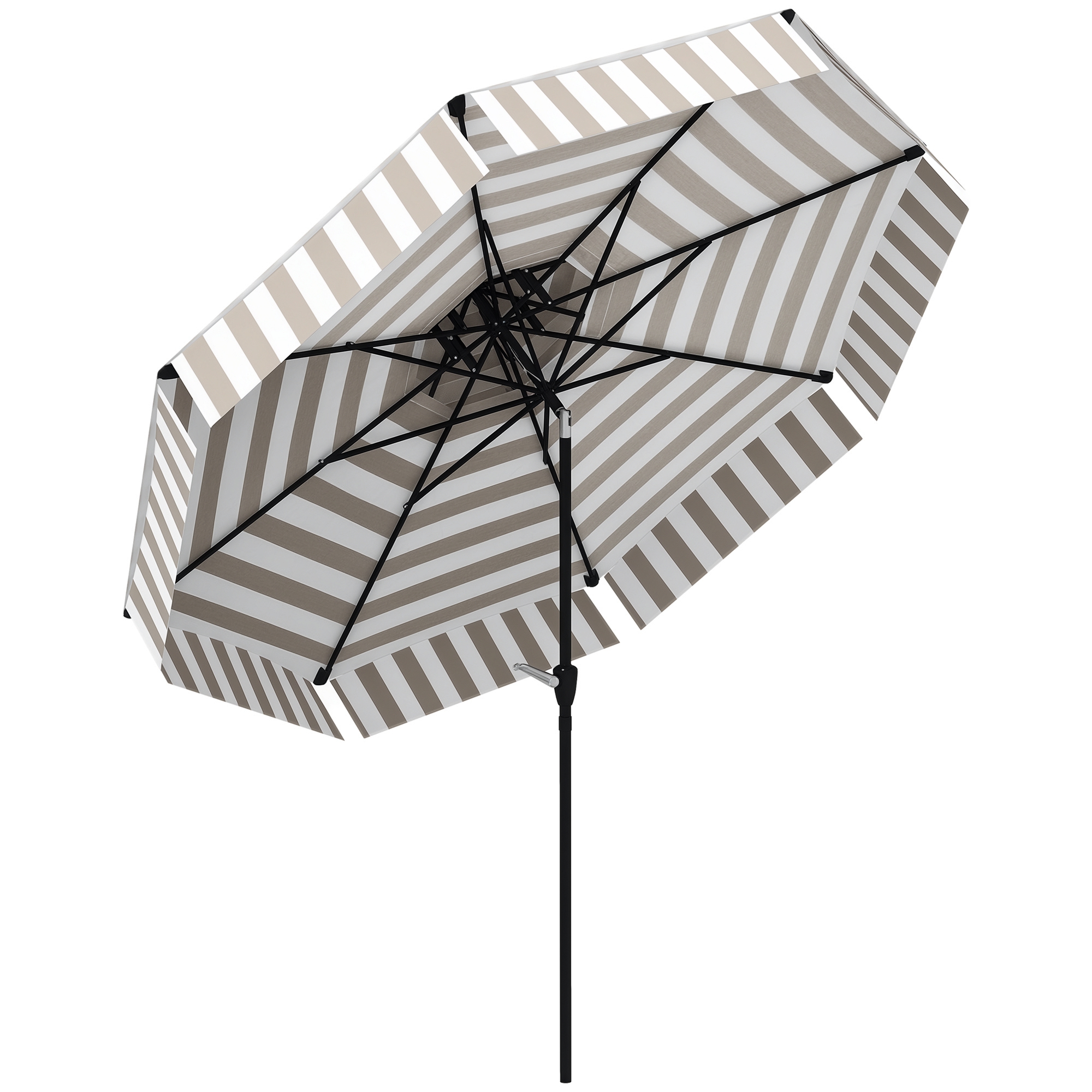 8.6FT Patio Umbrella, UPF 30+ Outdoor Market Umbrella, 2-Tier Vented Patio Table Umbrella with Crank 8 Ribs, Tiltable Porch Umbrella for Garden Deck Poolside, Light Gray (Drop Shipping Only, Not for Amazon)