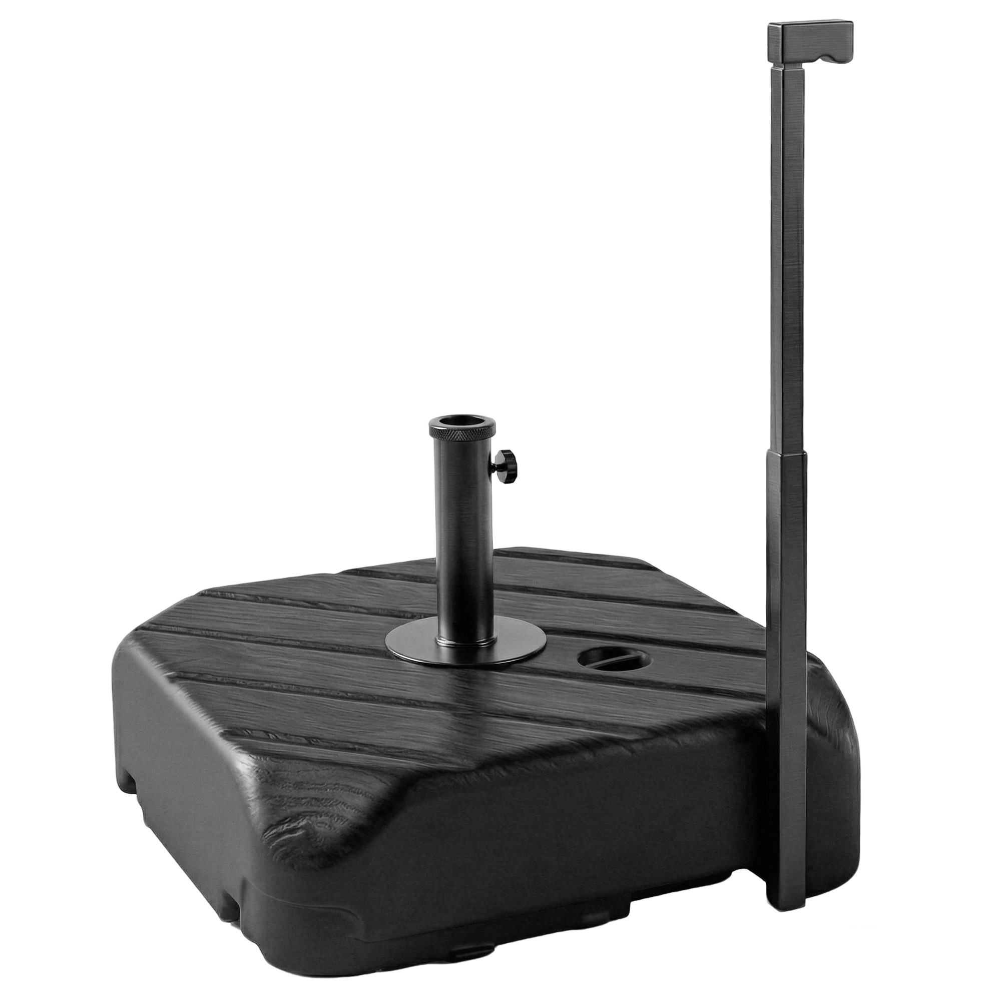 Garden Parasol Base with Wheels, Telescopic Handle, 72 kg /45 kg Fillable Sun Umbrella Base Parasol Stand, Black (Drop Shipping Only, Not for Amazon)