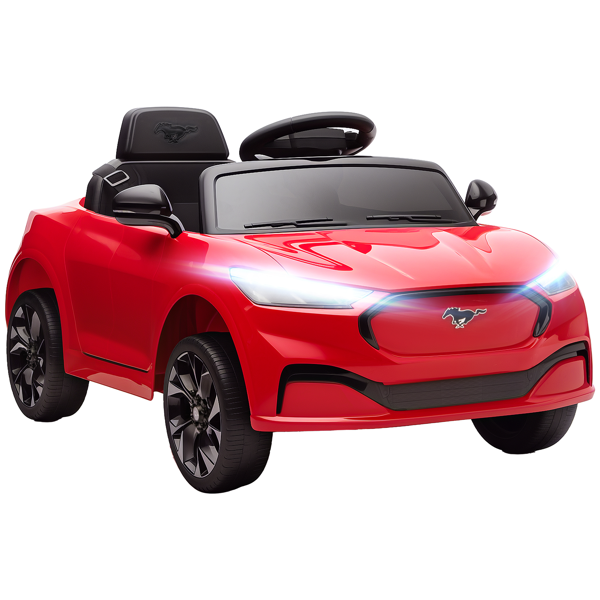 12V Kids Ride On Car, Licensed Ford Mustang Mach-E Electric Car with Remote Control, LED Light, Music, Black (Drop Shipping Only, Not for Amazon)