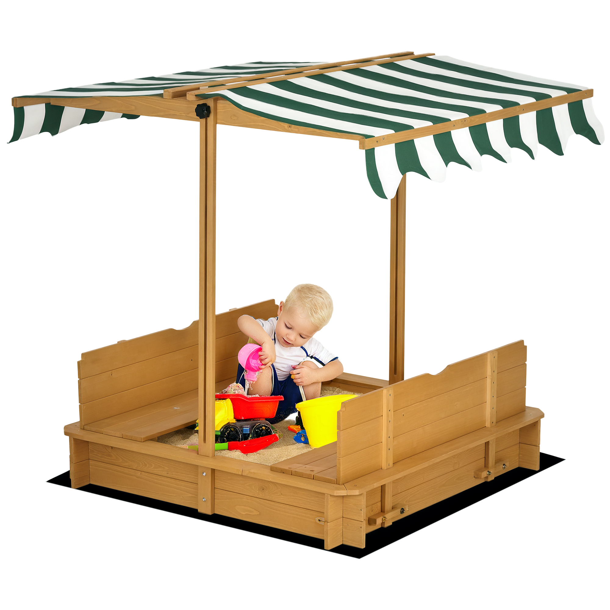 Kids Square Wooden Sandpit, Children Sandbox Outdoor Playset (Drop Shipping Only, Not for Amazon)