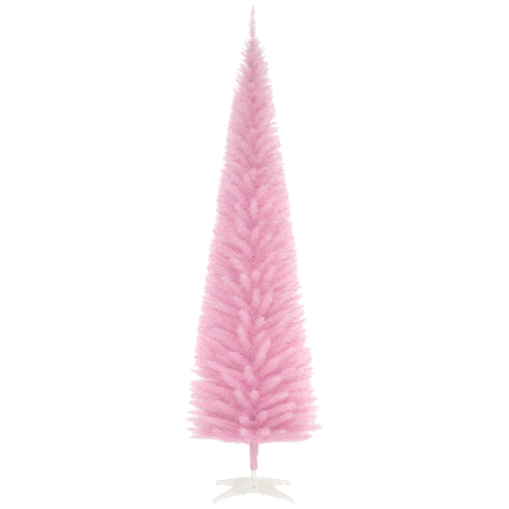 7ft Unlit Pencil Artificial Christmas Tree with Realistic Branches and 499 Tips, Plastic Base, Pink (Drop Shipping Only, Not for Amazon)