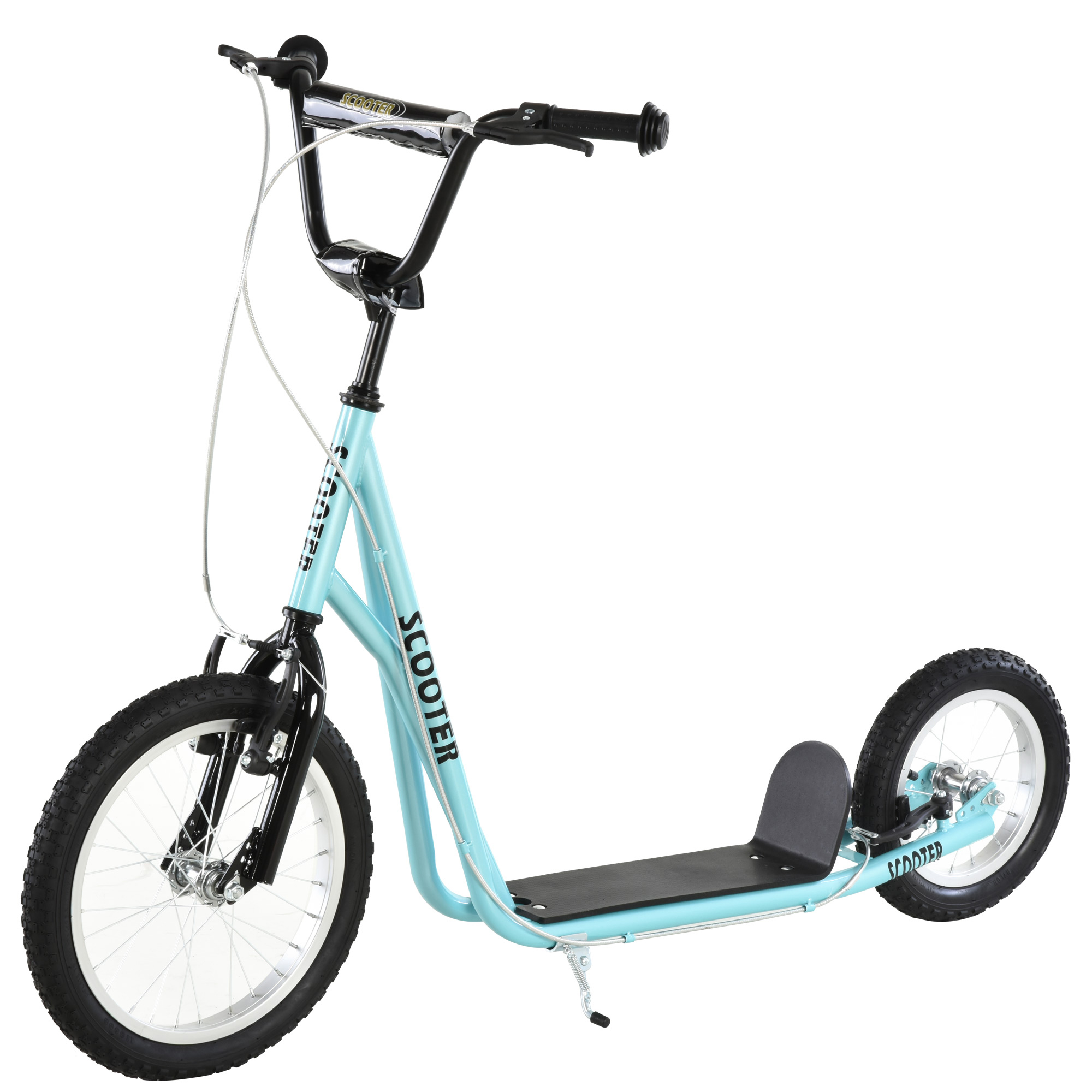 Teen Kids Stunt Scooter w/ Adjustable Handlebar, 16 Inch Rubber Tyres, Dual Brakes, Blue (Drop Shipping Only, Not for Amazon)