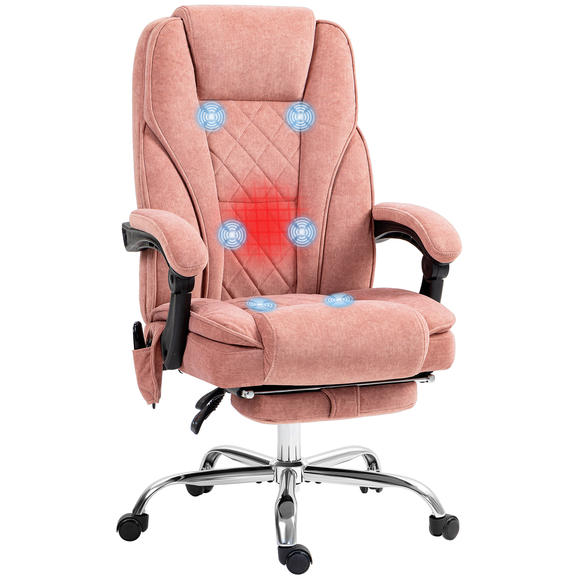 Massage Office Chair, Heated Reclining Computer Chair with Adjustable Height and Footrest, Black (Drop Shipping Only, Not for Amazon)