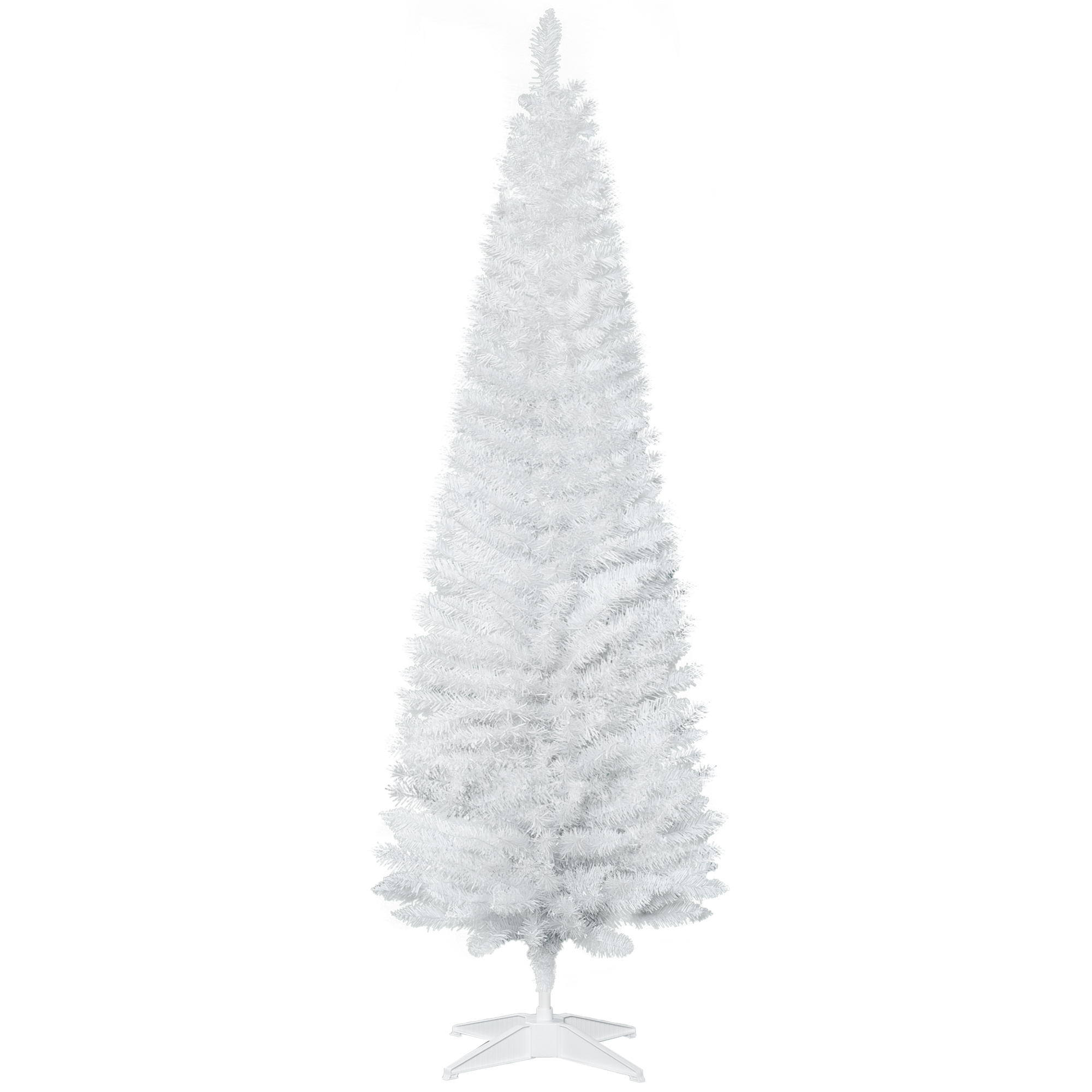 6ft Unlit Pencil Artificial Christmas Tree with Realistic Branches and 390 Tips, Plastic Base, White (Drop Shipping Only, Not for Amazon)