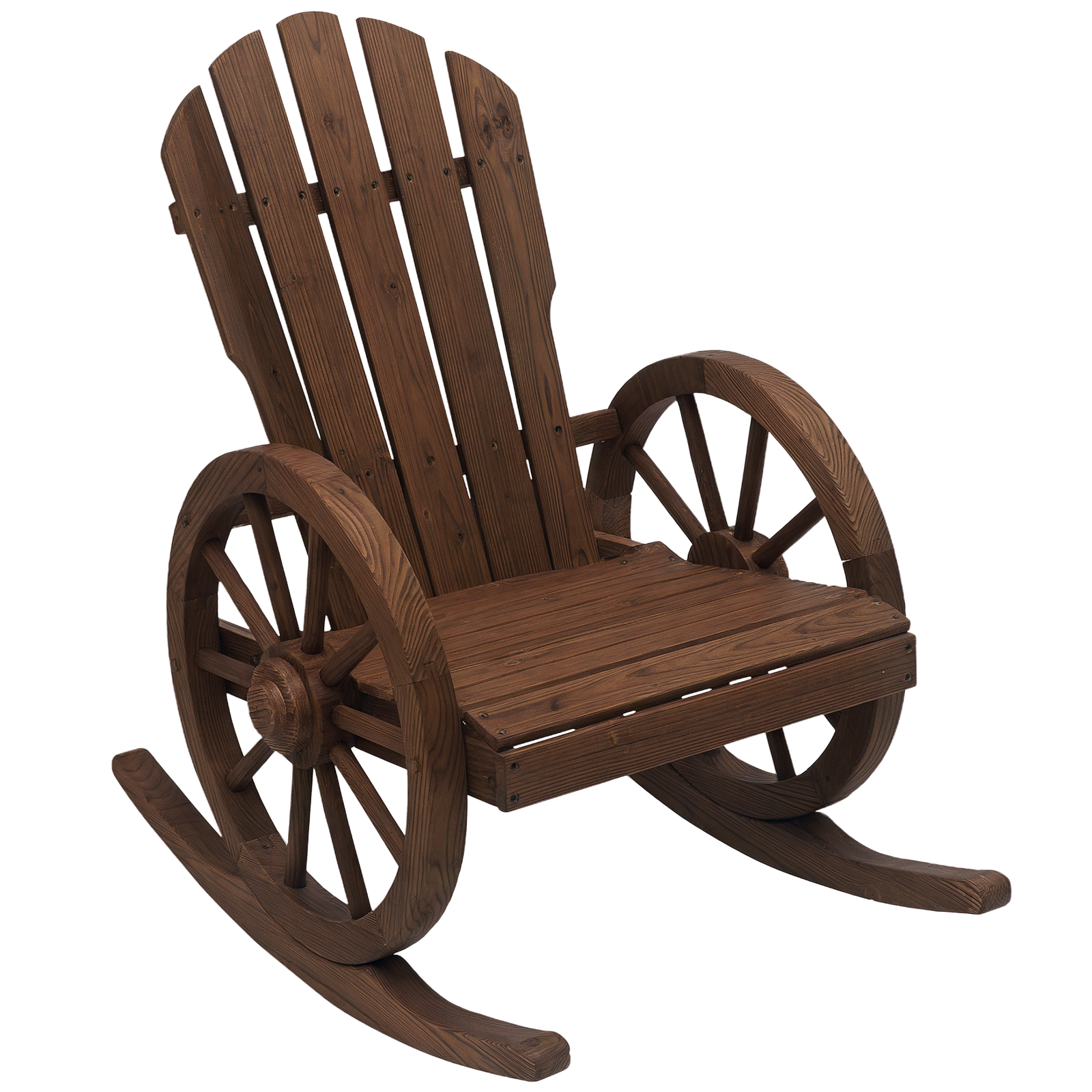Wooden Adirondack Rocking Chair Reclining Armchair Garden Furniture Patio Porch Rocker - Carbonized Wood (Drop Shipping Only, Not for Amazon)