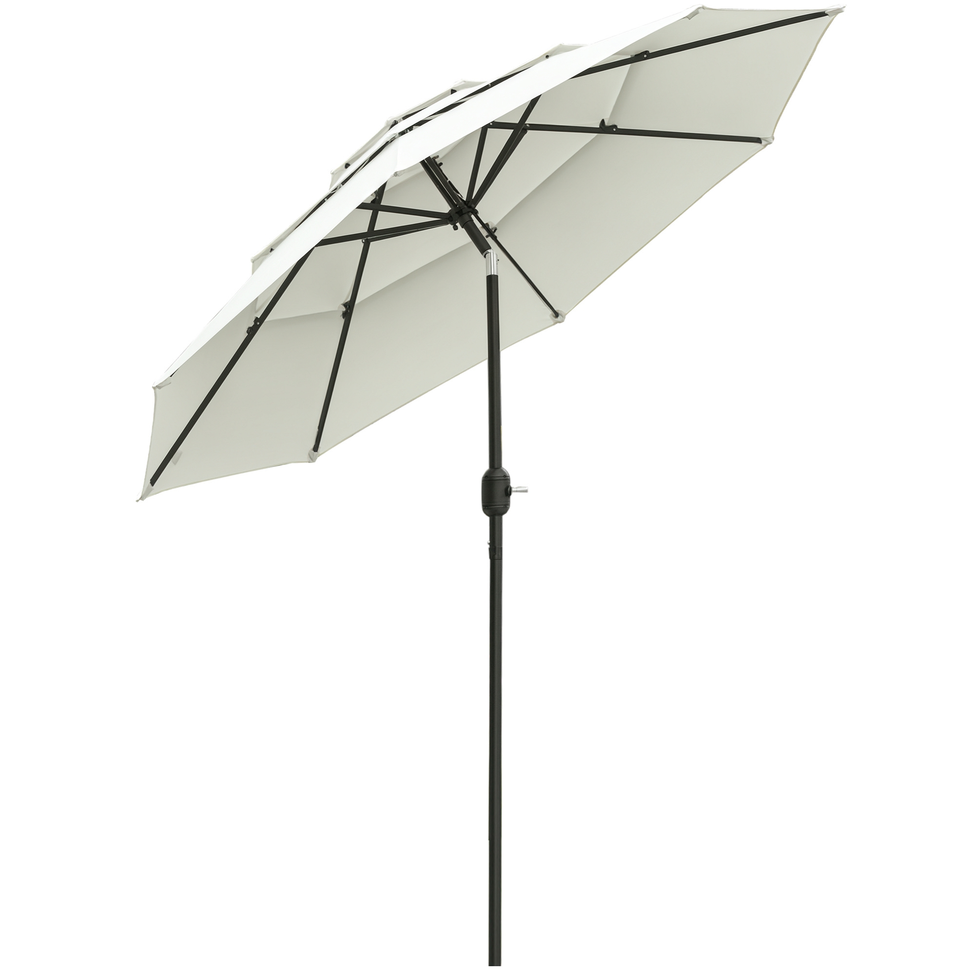 9FT 3 Tiers Patio Umbrella Outdoor Market Umbrella with Crank, Push Button Tilt for Deck, Backyard and Lawn, Beige (Drop Shipping Only, Not for Amazon)