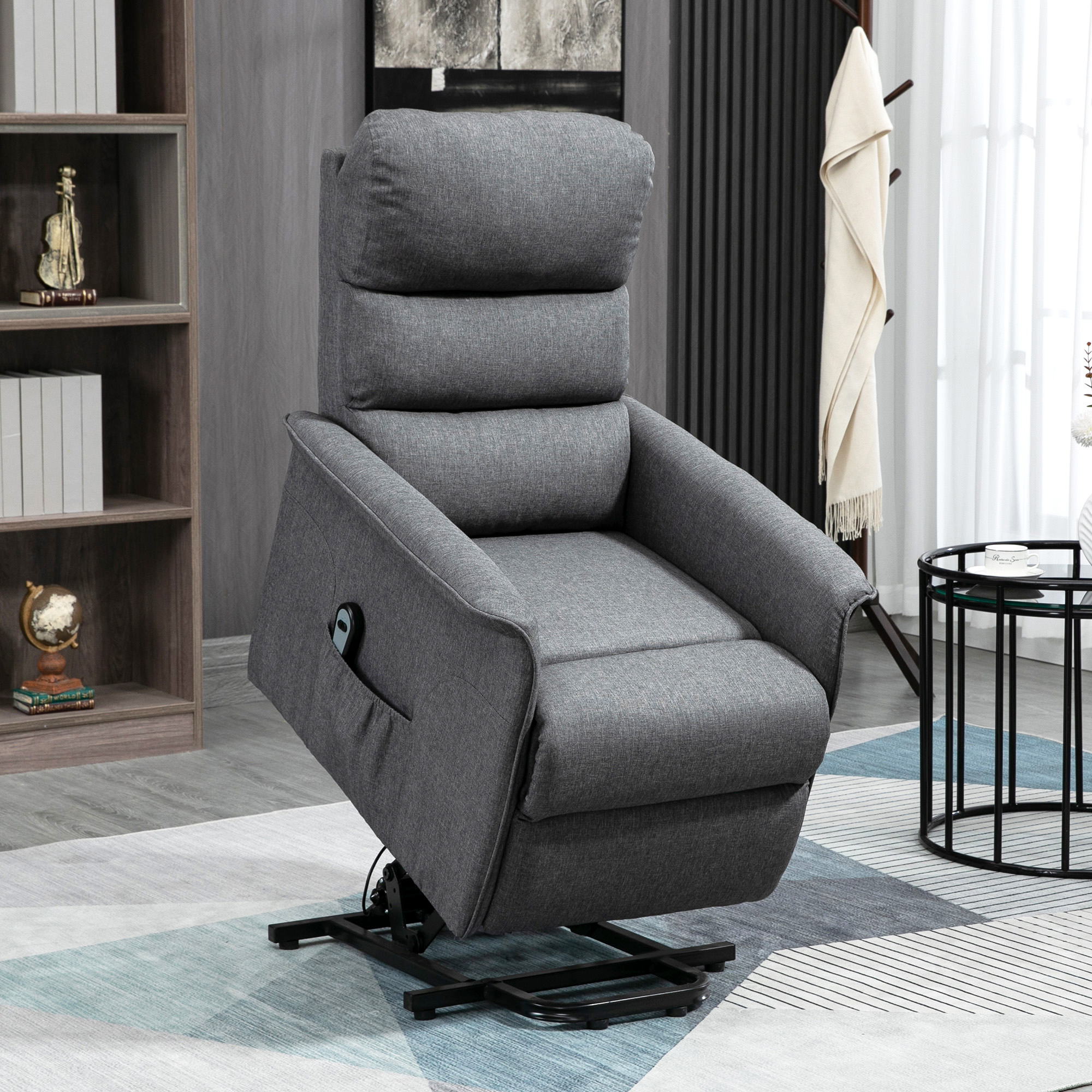 Power Lift Chair for Seniors, Electric Lift Recliner Chair with Remote Control, Side Pockets for Living Room, Black (Drop Shipping Only, Not for Amazon)