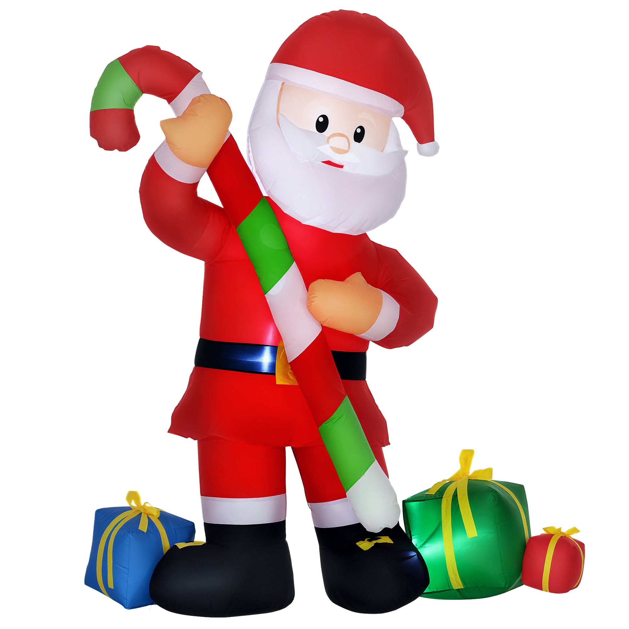 6ft Christmas Inflatables Outdoor Decorationss Decorations Santa Claus with Candy Cane, Blow-Up LED Yard Christmas Decor (Drop Shipping Only, Not for Amazon)