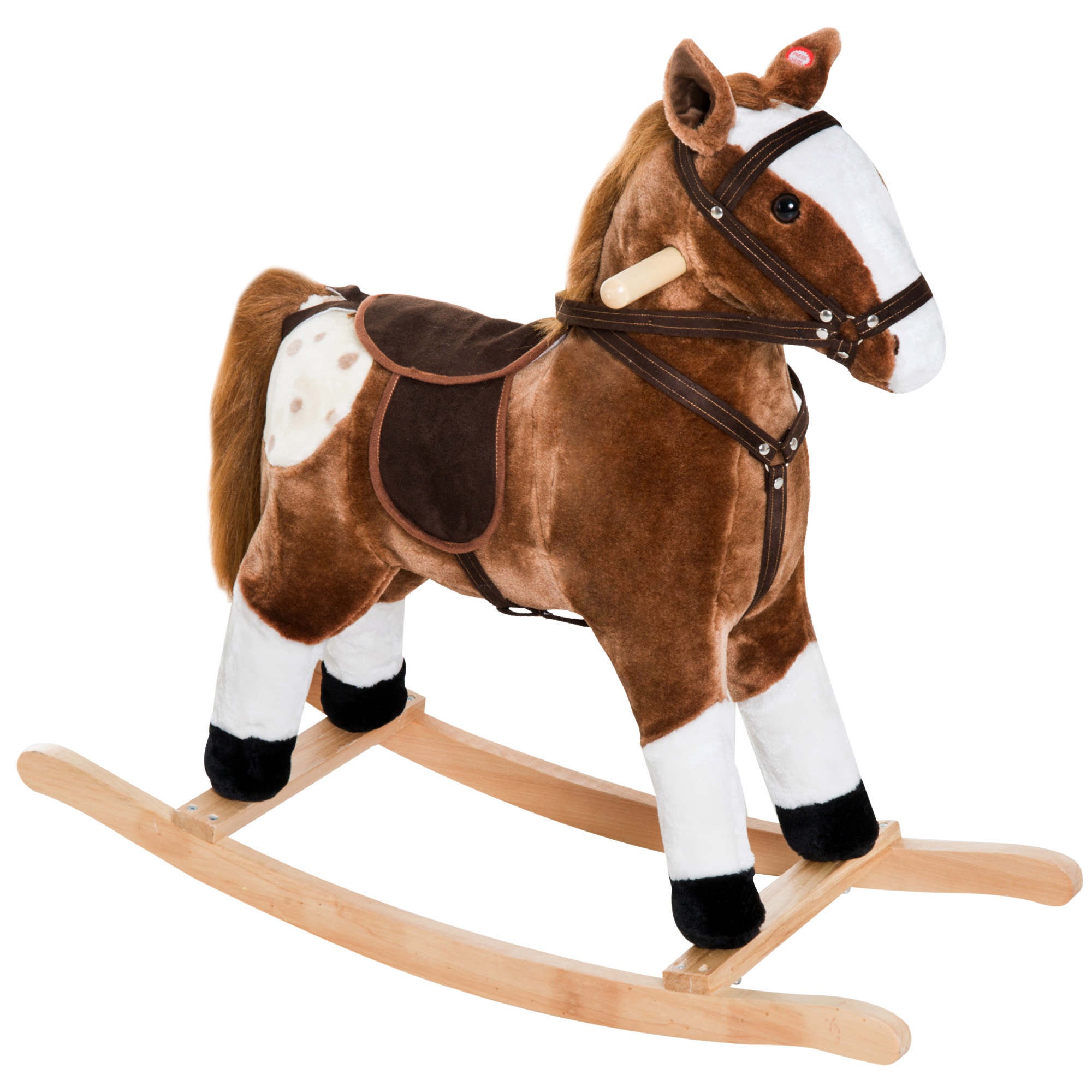 Kids Plush Toy Rocking Horse Pony Toddler Ride on Animal for Girls Pink Birthday Gifts with Realistic Sounds, Brown (Drop Shipping Only, Not for Amazon)