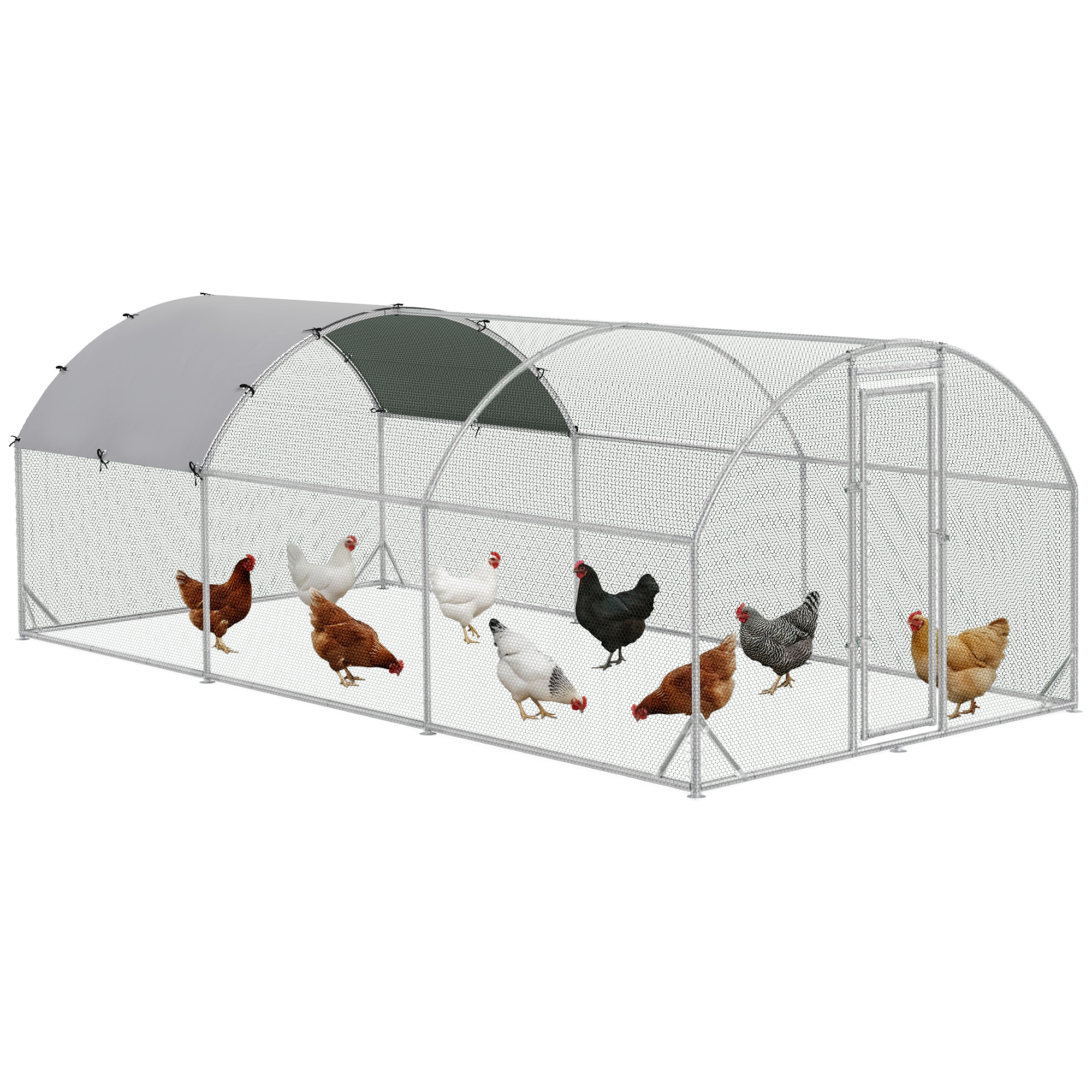 Galvanised Chicken Coop Hen House w/ Cover 5.7 x 2.8 x 2m (Drop Shipping Only, Not for Amazon)