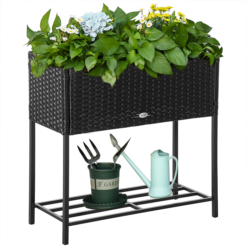 PE Rattan Wicker Raised Flower & Vegetable Planter, Rack Shelf Box (Drop Shipping Only, Not for Amazon)