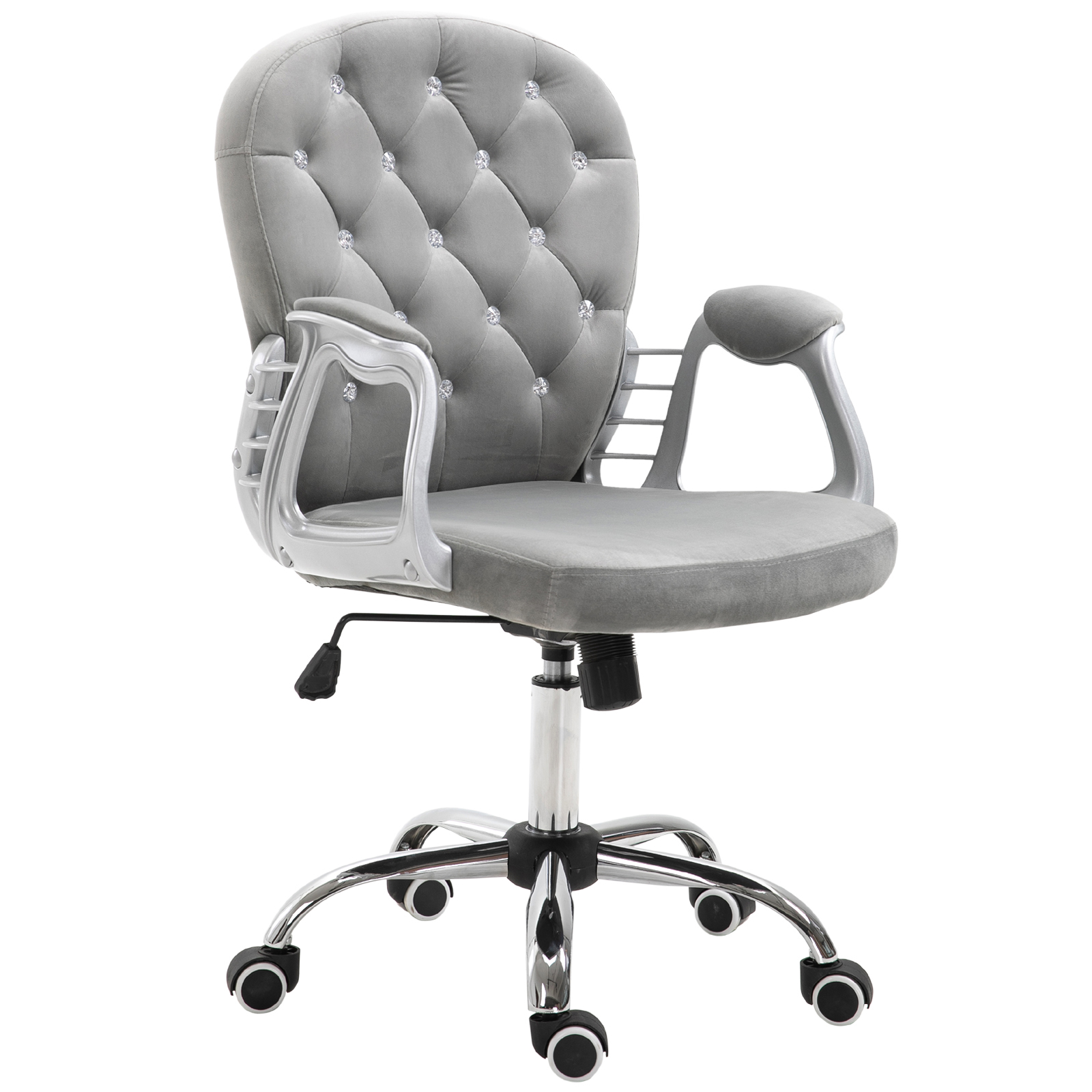 Button Tufted Desk Chair, Home Office Chair with Padded Armrests, Adjustable Height and Swivel Wheels, Pink (Drop Shipping Only, Not for Amazon)