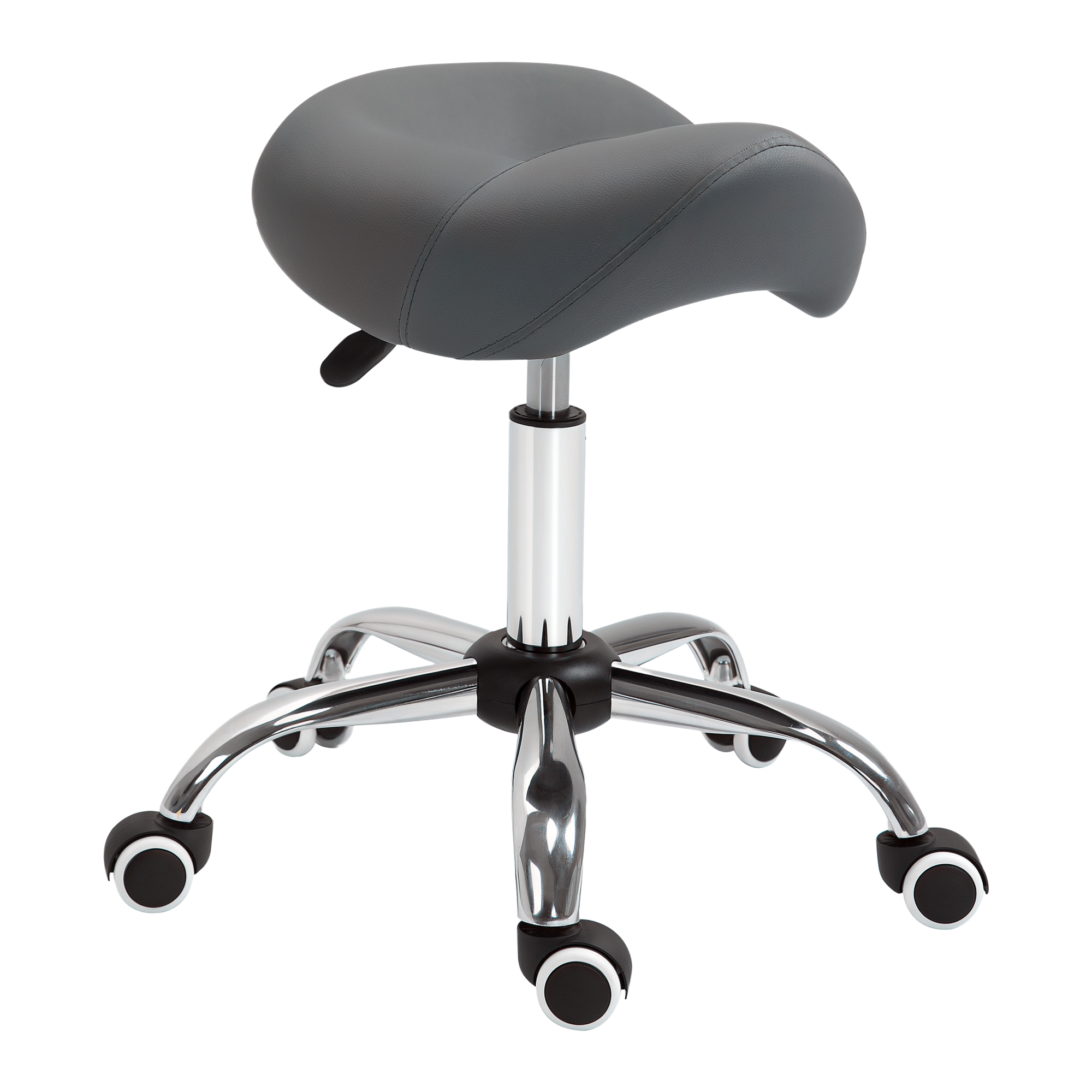 Cosmetic Stool 360° Rotate Height Adjustable Salon Massage Spa Chair Hydraulic Rolling Faux Leather Saddle Stool, Grey (Drop Shipping Only, Not for Amazon)