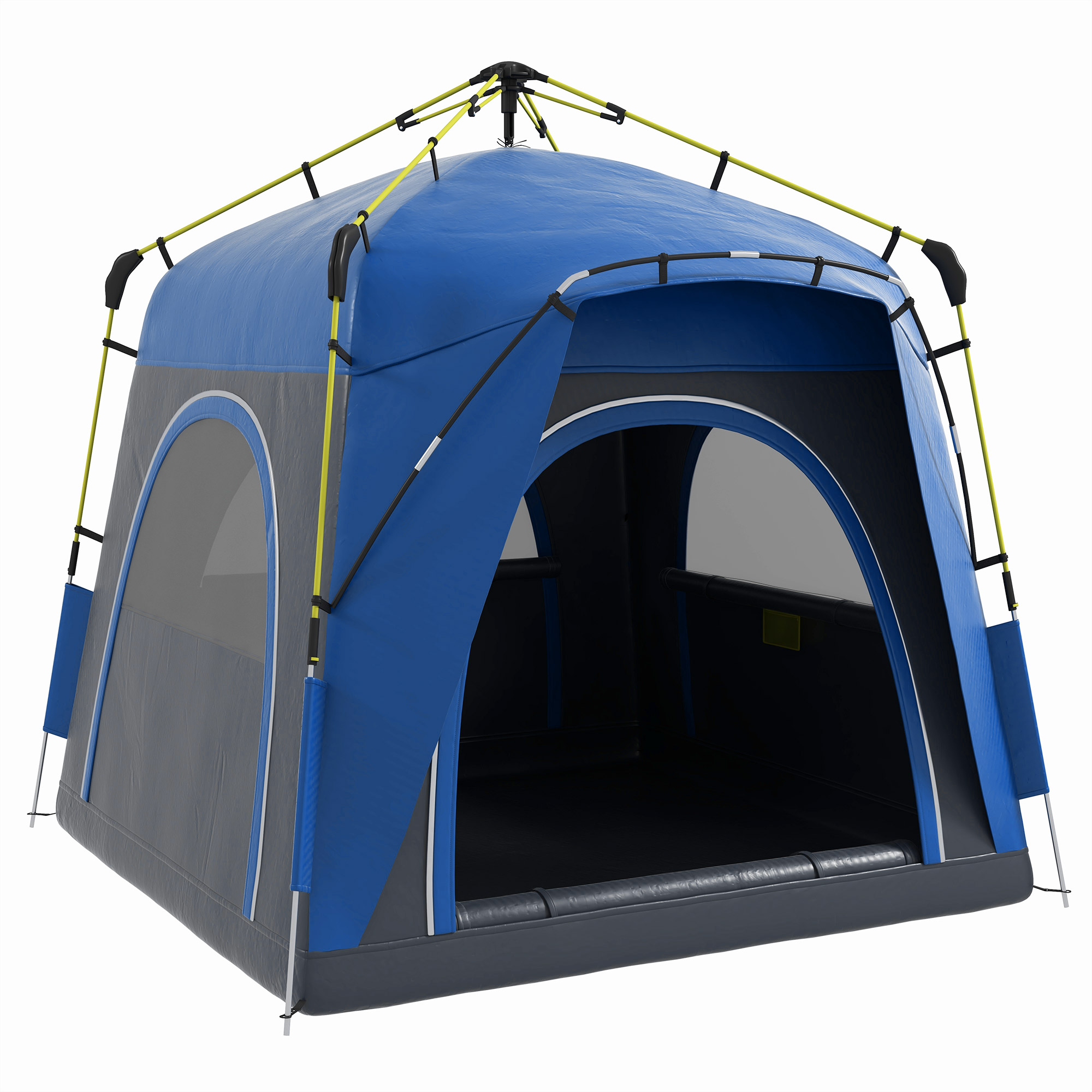 3 Person Pop Up Camping Tent Quick Setup Automatic Hydraulic Family Travel Tent w/ Windows Doors Carry Bag, Blue (Drop Shipping Only, Not for Amazon)
