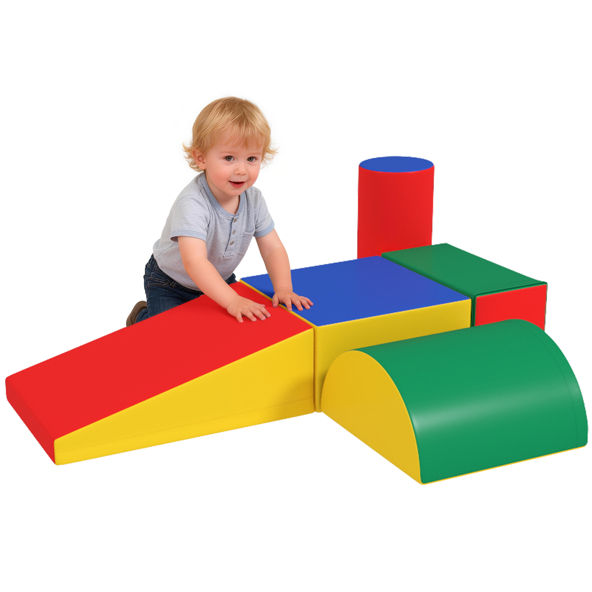 5 Piece Soft Safe Foam Playset, Climb and Crawl Activity Toy for Toddlers, Yellow (Drop Shipping Only, Not for Amazon)