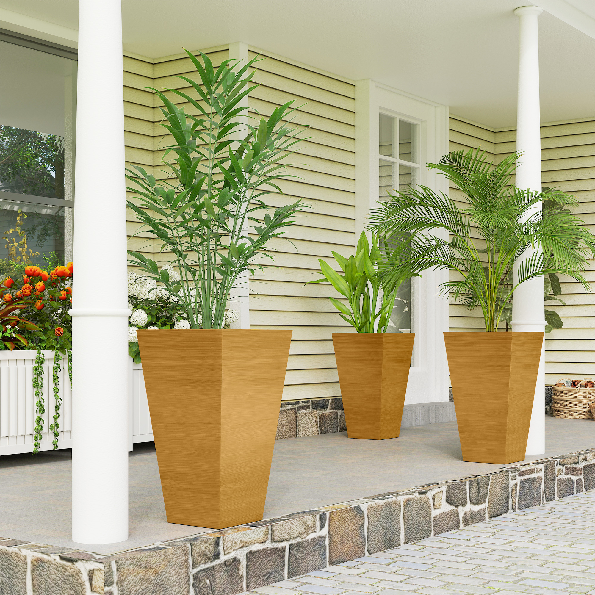 Set of 3 Tall Planters, 28