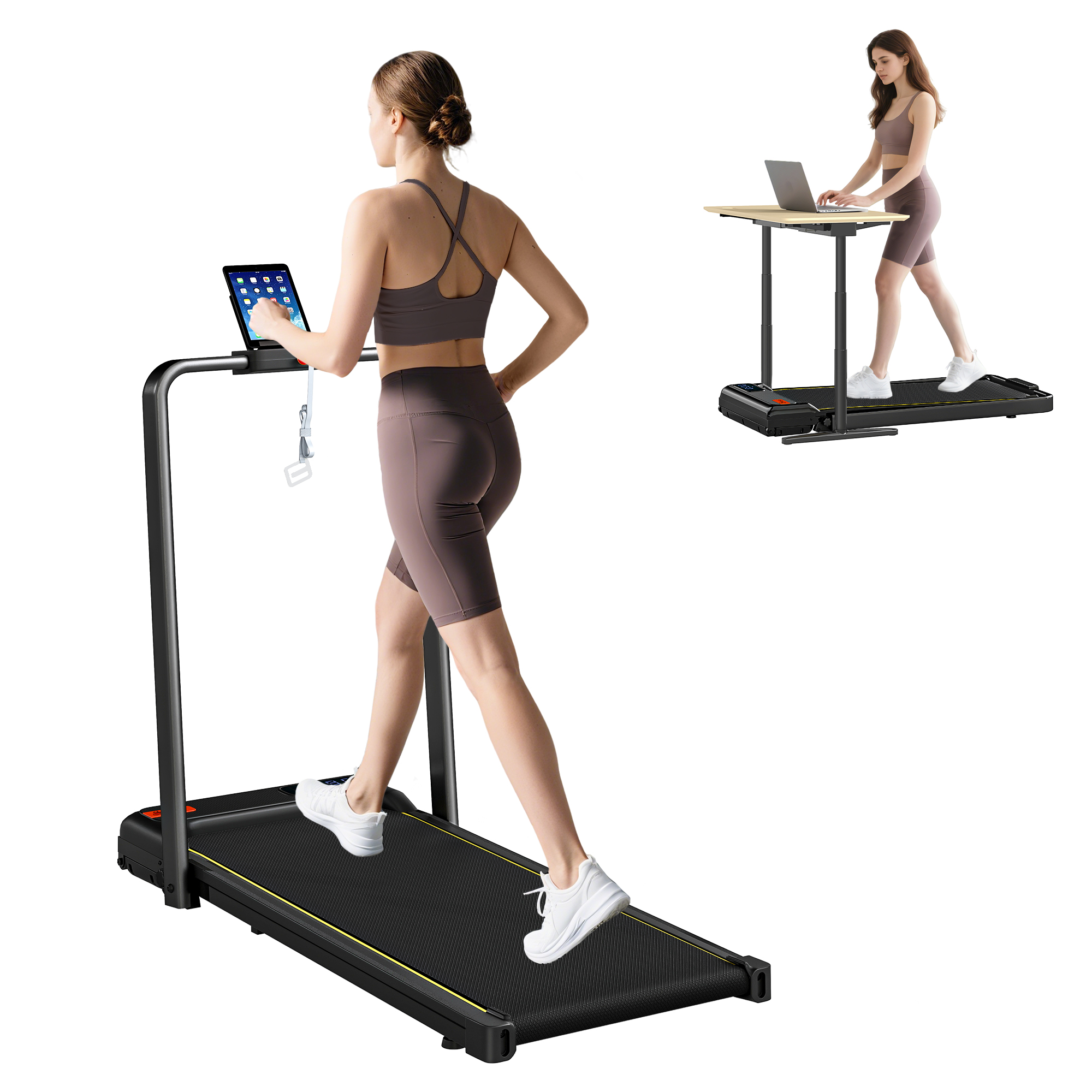 Walking Pad Treadmill, 0.6–6.2mph Foldable Under Desk Treadmill with Incline, Wheels, LED Display and Remote Control (Drop Shipping Only, Not for Amazon)