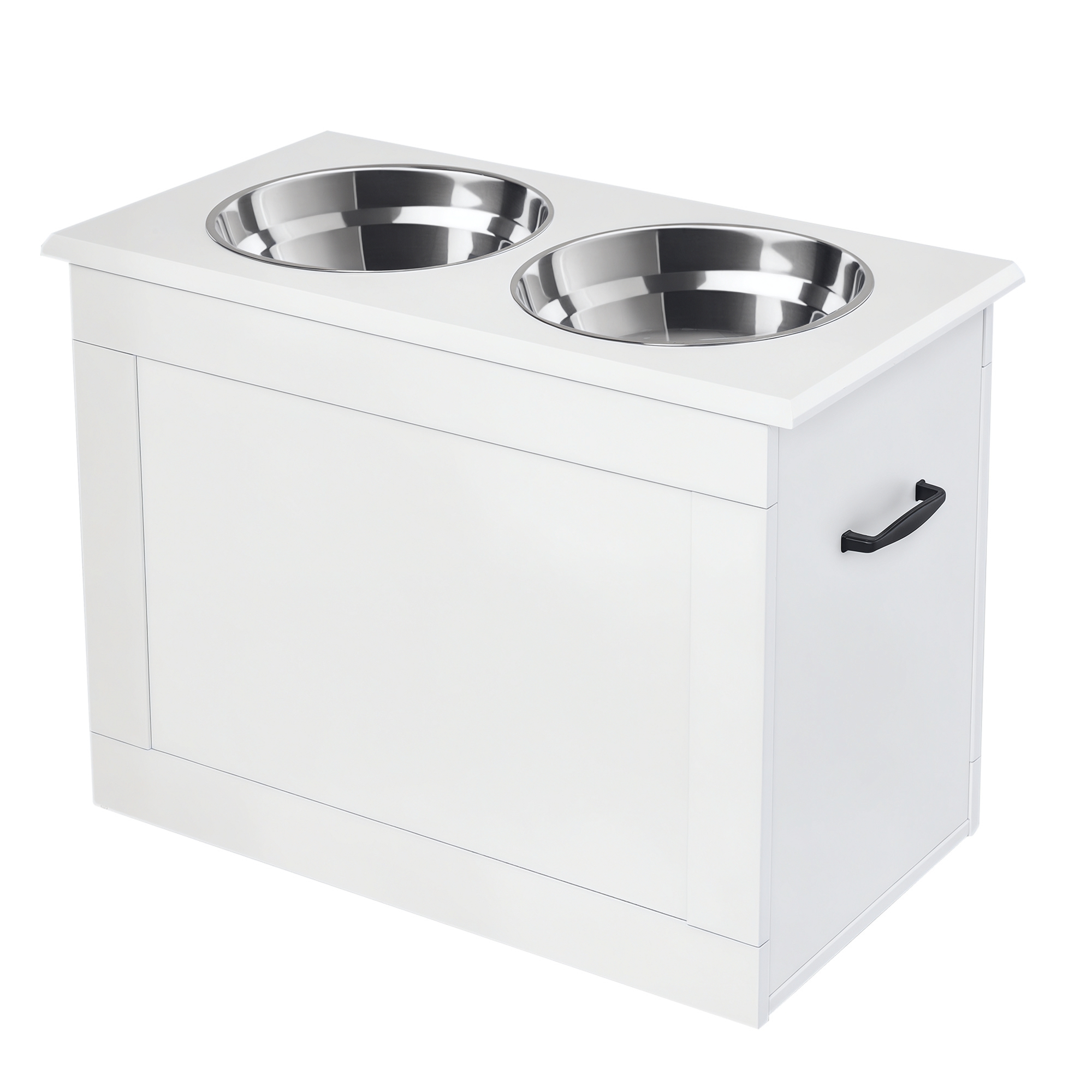 Raised Dog Bowls, with Storage, Two Stainless Steel Bowls, Elevated Base - Grey (Drop Shipping Only, Not for Amazon)