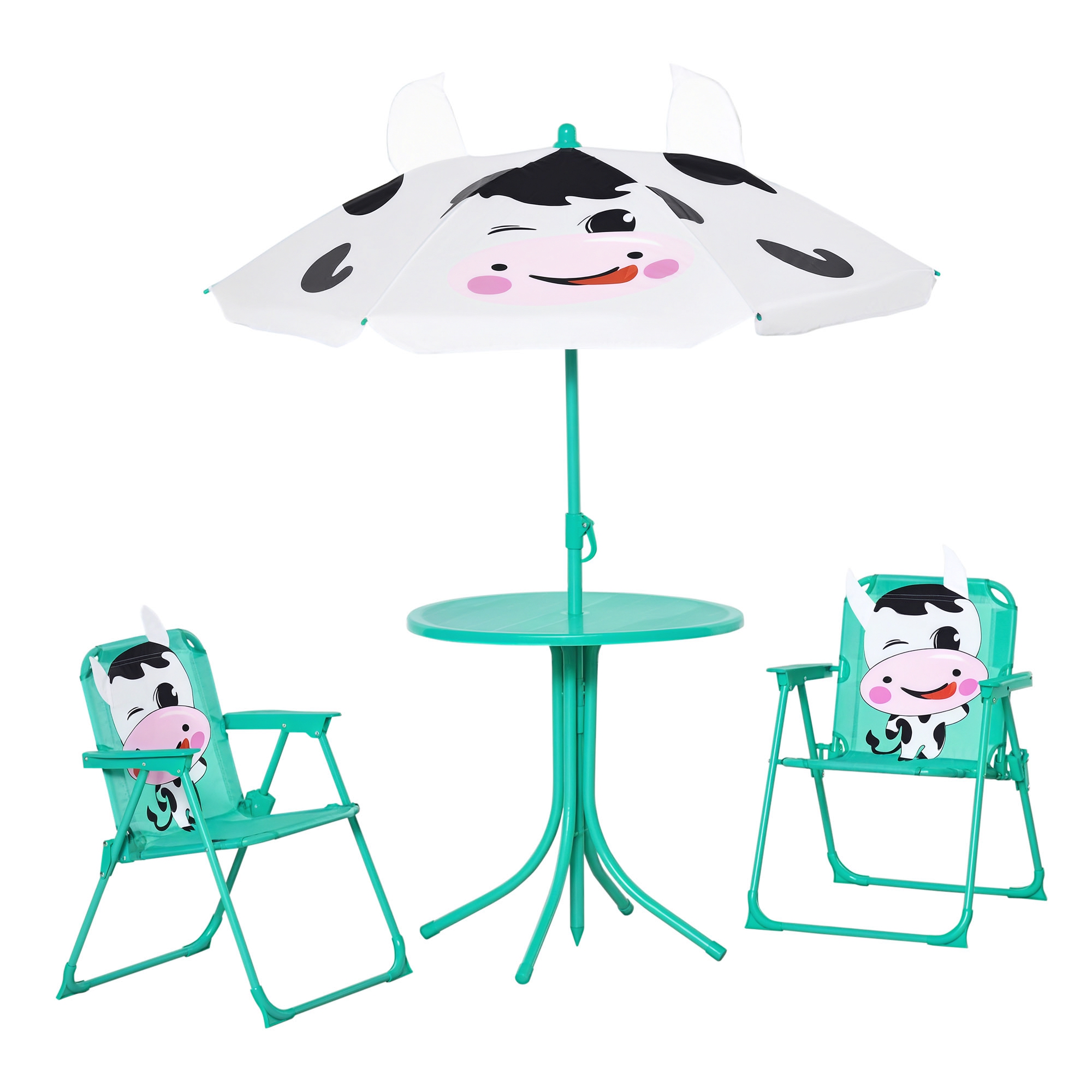 Kids Table and Chair Set, Outdoor Folding Garden Furniture, Picnic Table for Patio Backyard, with Removable & Height Adjustable Sun Umbrella, Red (Drop Shipping Only, Not for Amazon)