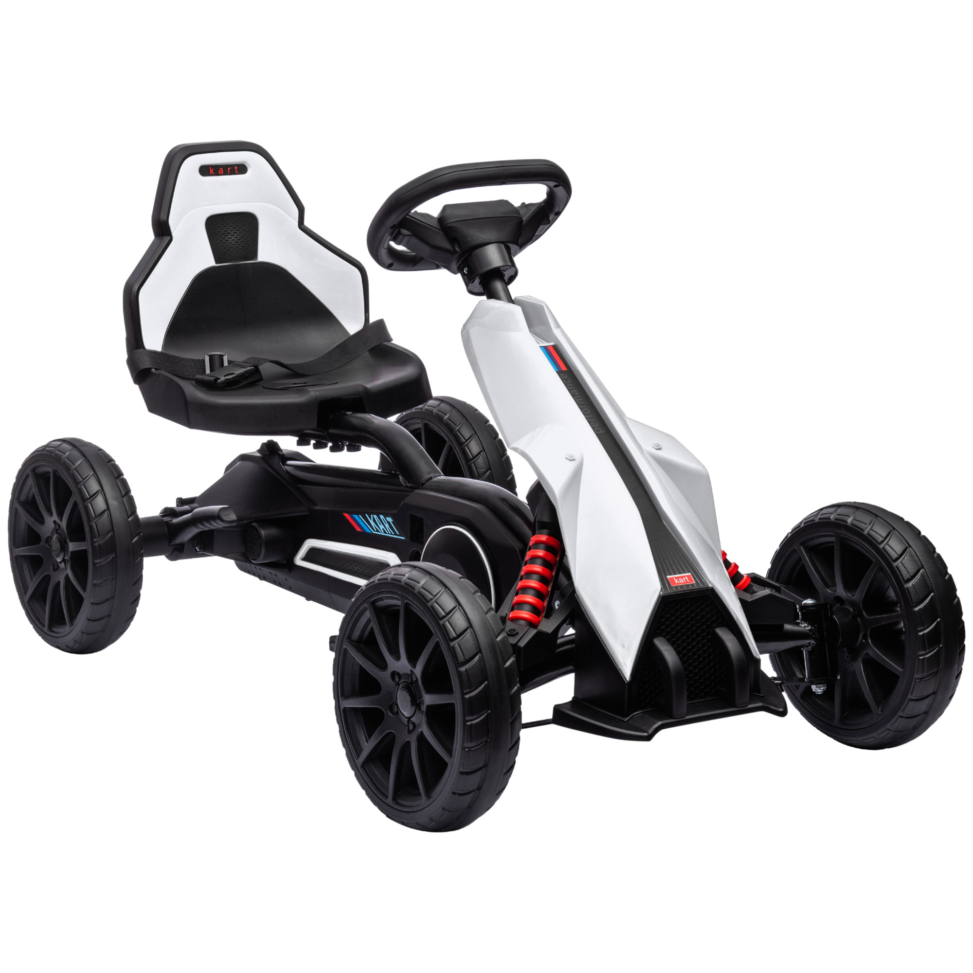 Kids Pedal Go Kart W/ Adjustable Seat, Swing Axle, White (Drop Shipping Only, Not for Amazon)