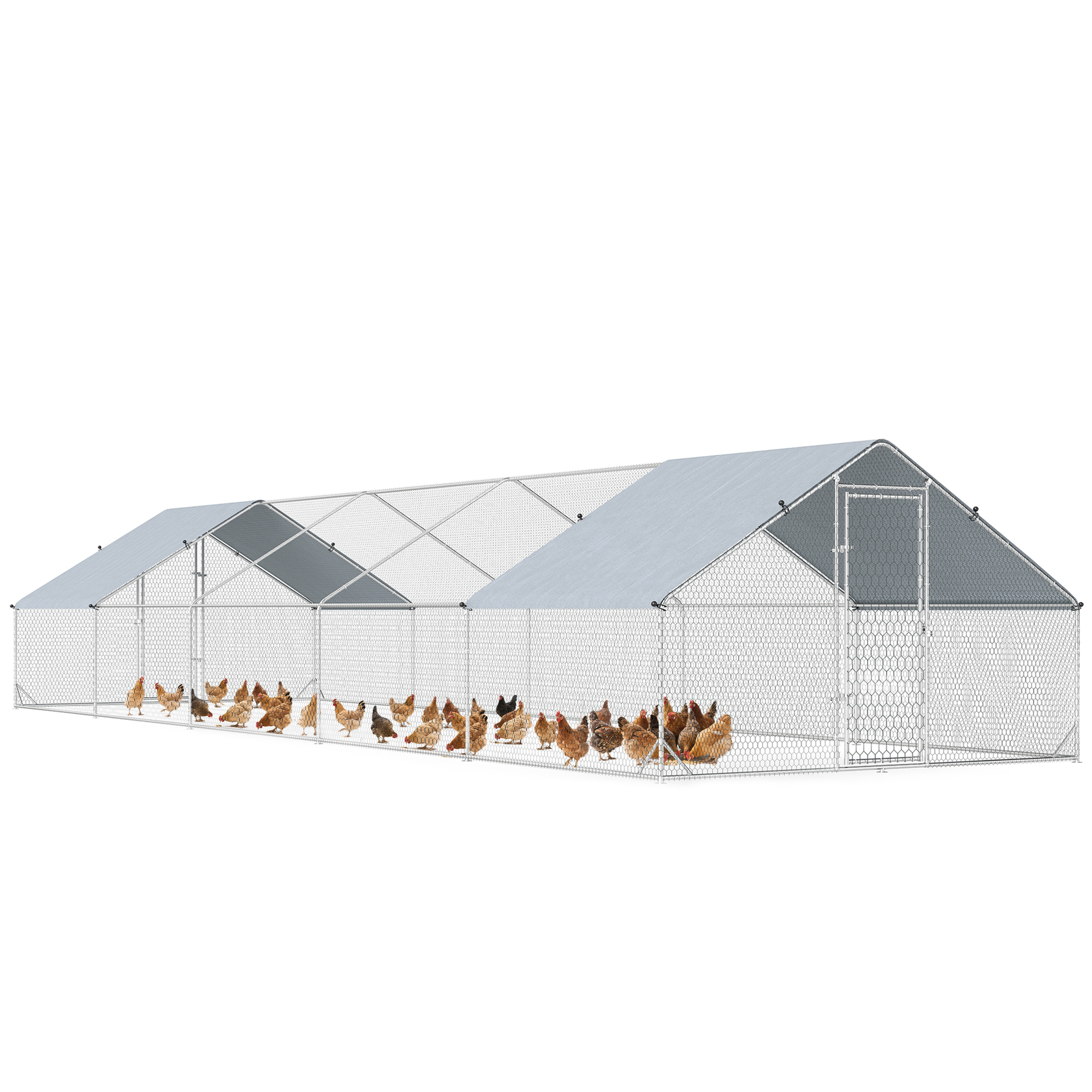 Large Chicken Coop with Waterproof and Anti-UV Cover, Spire Shaped for Outdoor and Yard Farm Use, 33' x 10' x 6.4' (Drop Shipping Only, Not for Amazon)