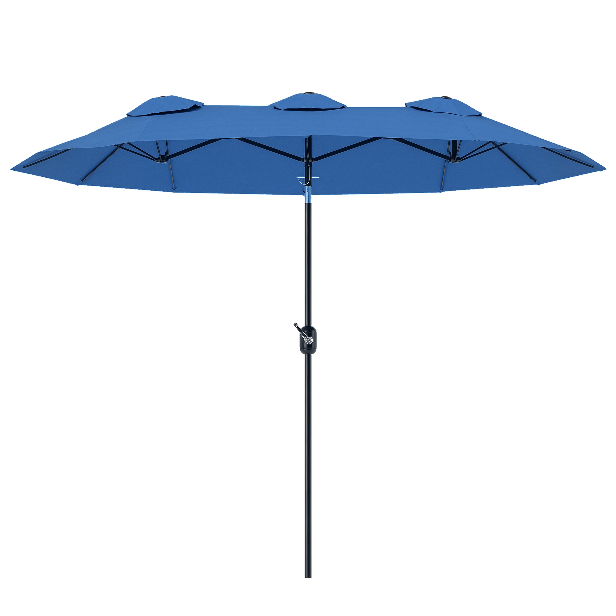 Double-sided Patio Umbrella, 9.5' Outdoor Umbrella with Push Button Tilt and Crank, 3 Air Vents and 12 Ribs, Navy Blue (Drop Shipping Only, Not for Amazon)