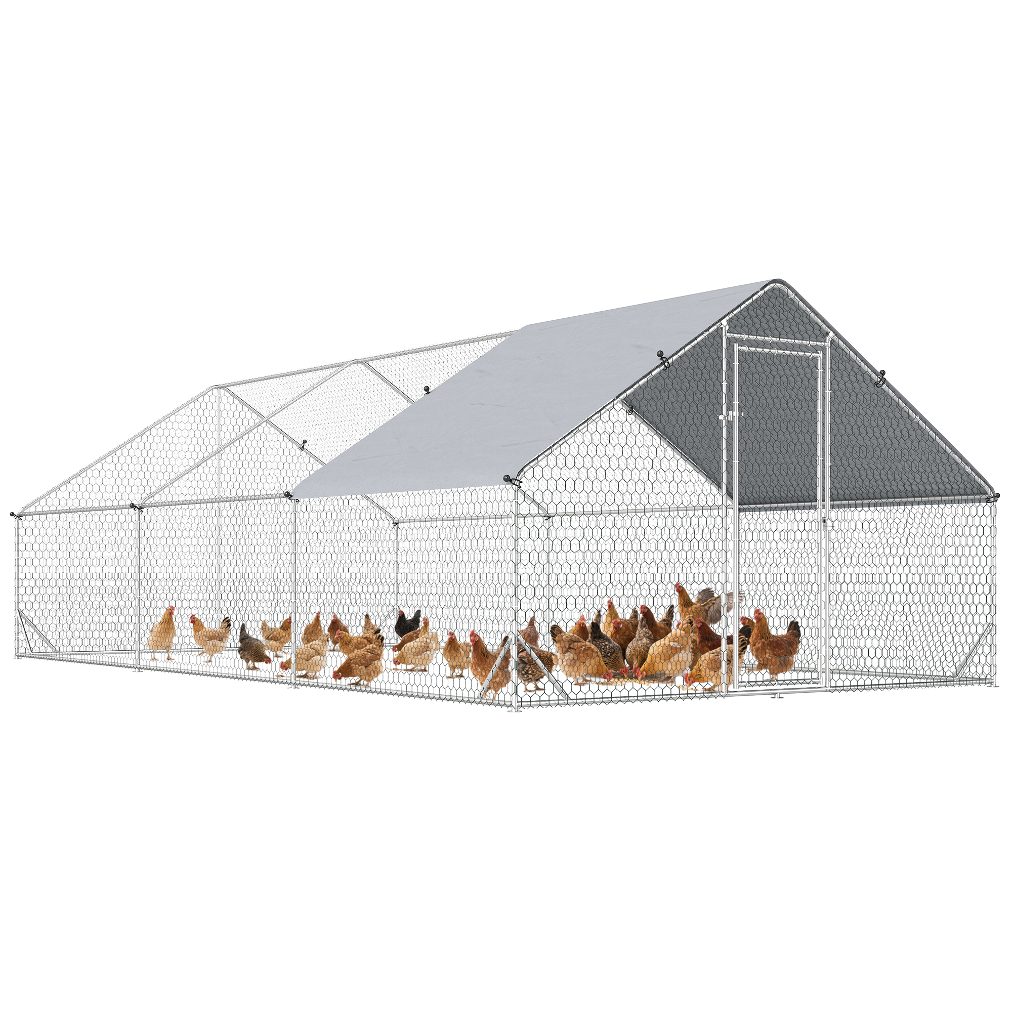 Galvanised Walk In Chicken Run w/ Cover 6 x 3 x 2m Silver (Drop Shipping Only, Not for Amazon)