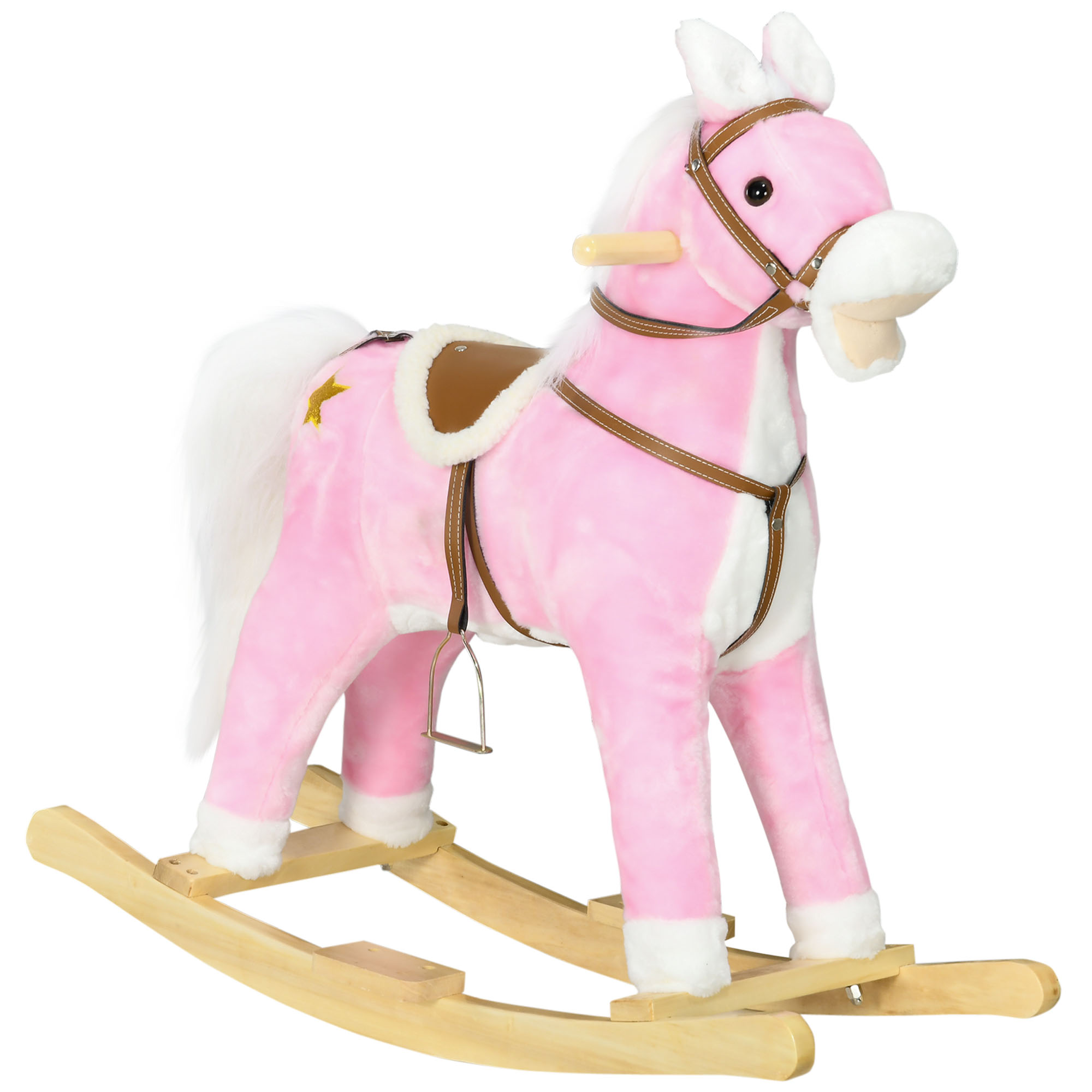 Qaba Rocking Horse Toddler Ride On Horse with Sound Saddle, Pink (Drop Shipping Only, Not for Amazon)