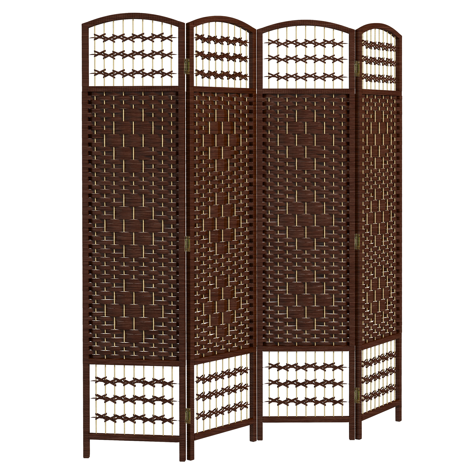 4 Panel Folding Room Divider Portable Privacy Screen Wave Fiber Room Partition for Home Office Brown (Drop Shipping Only, Not for Amazon)
