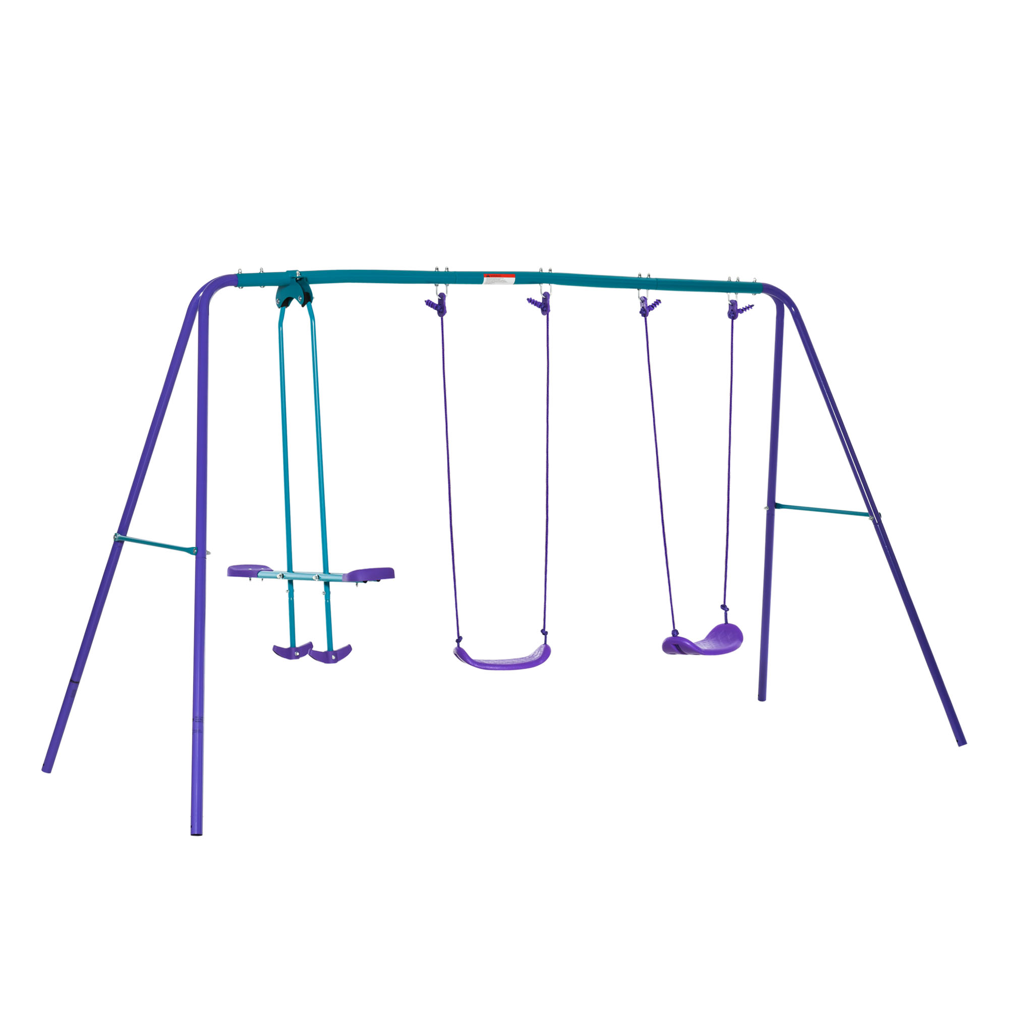 Metal Swing Set, with Seesaw, Adjustable Height, for Ages 3+ Years, Purple (Drop Shipping Only, Not for Amazon)