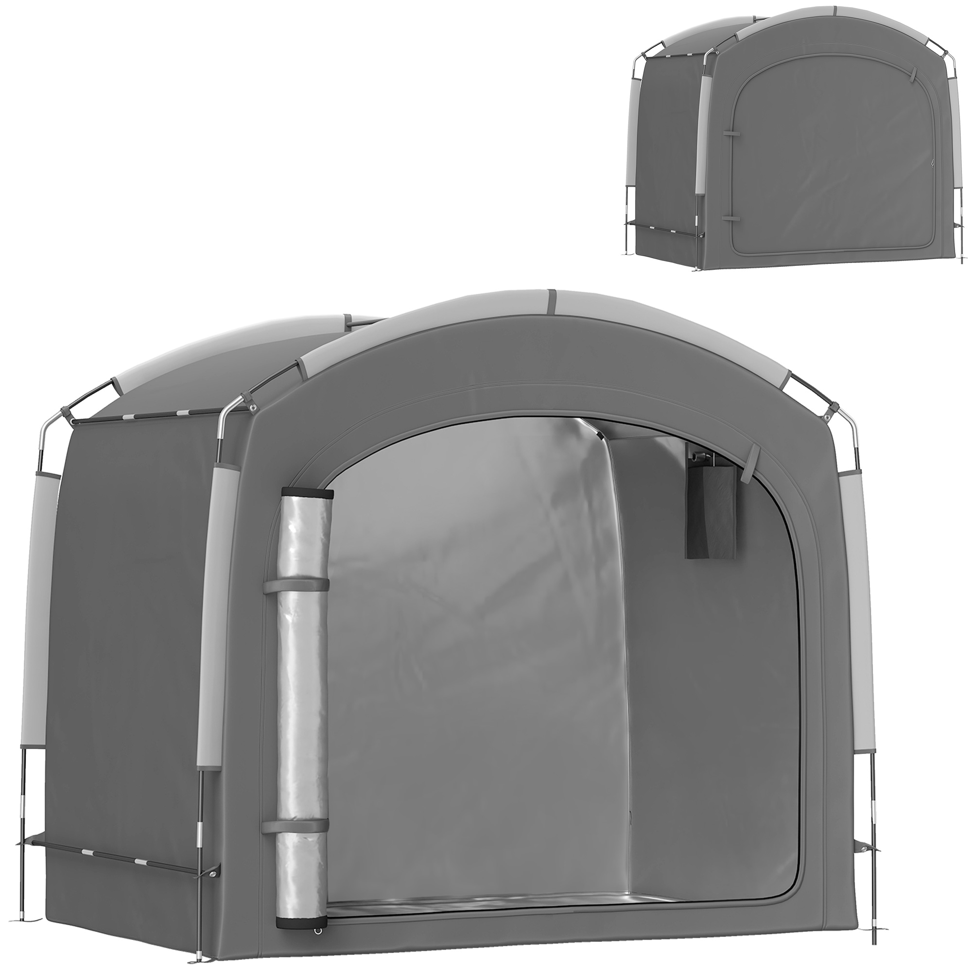 Bike Storage Shed Tent, Portable and Waterproof with 210D Oxford Fabric and Carry Bag for 3-4 Bicycles, Dark Gray (Drop Shipping Only, Not for Amazon)