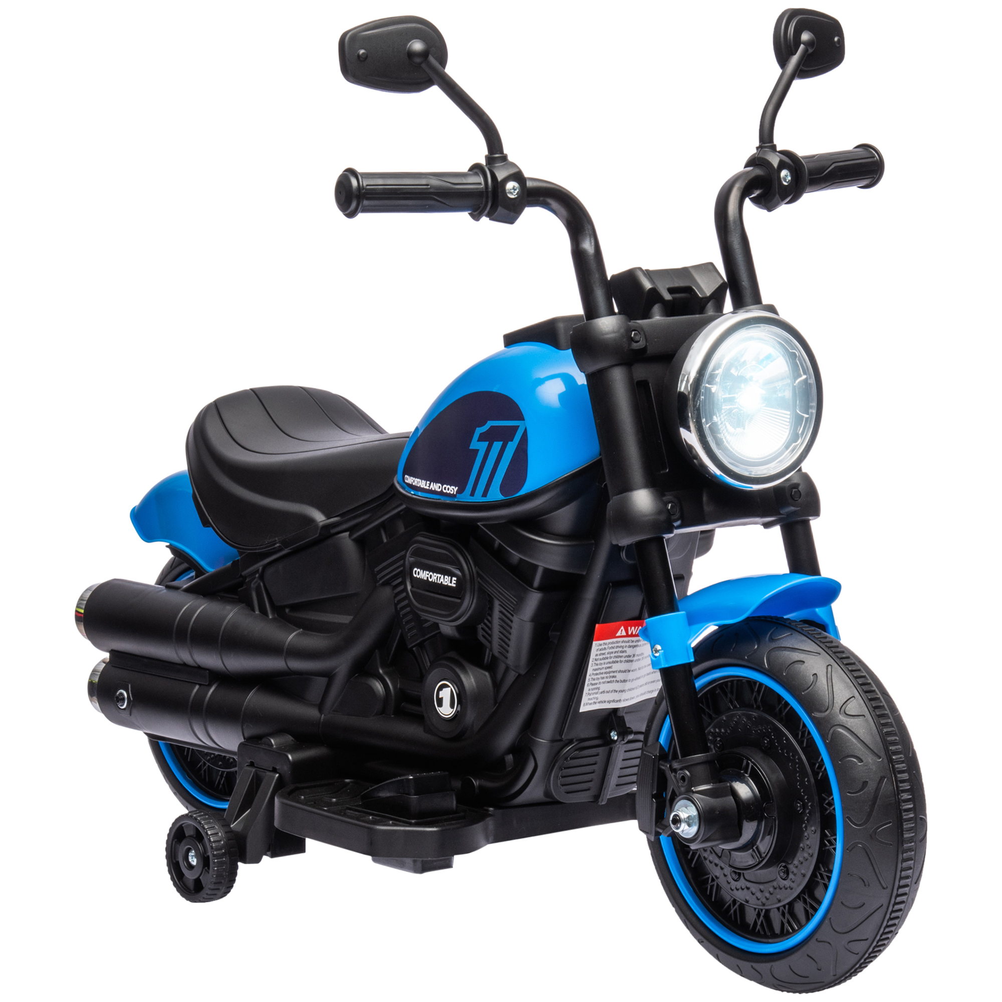 6V Kids Motorcycle w/ Training Wheels, Single-Button Start, Red (Drop Shipping Only, Not for Amazon)