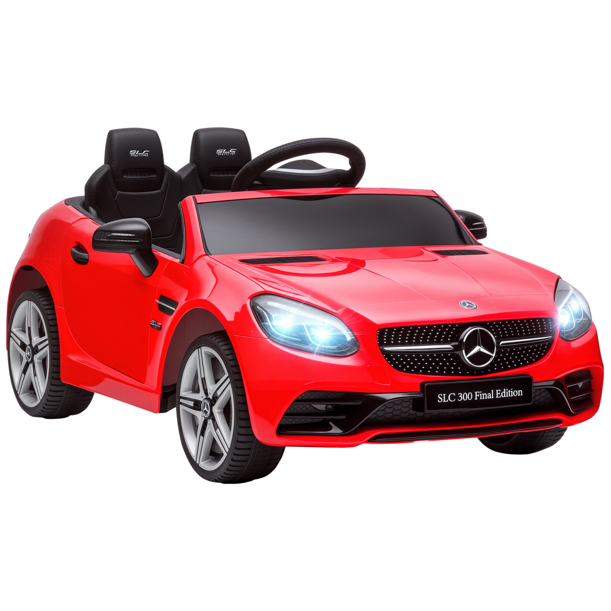 Mercedes SLC 300 Licensed Kids Electric Car with Remote Control, 12V Battery Powered Kids Ride on Car with Music, Lights, Suspension for 3-6 Years Old, White (Drop Shipping Only, Not for Amazon)