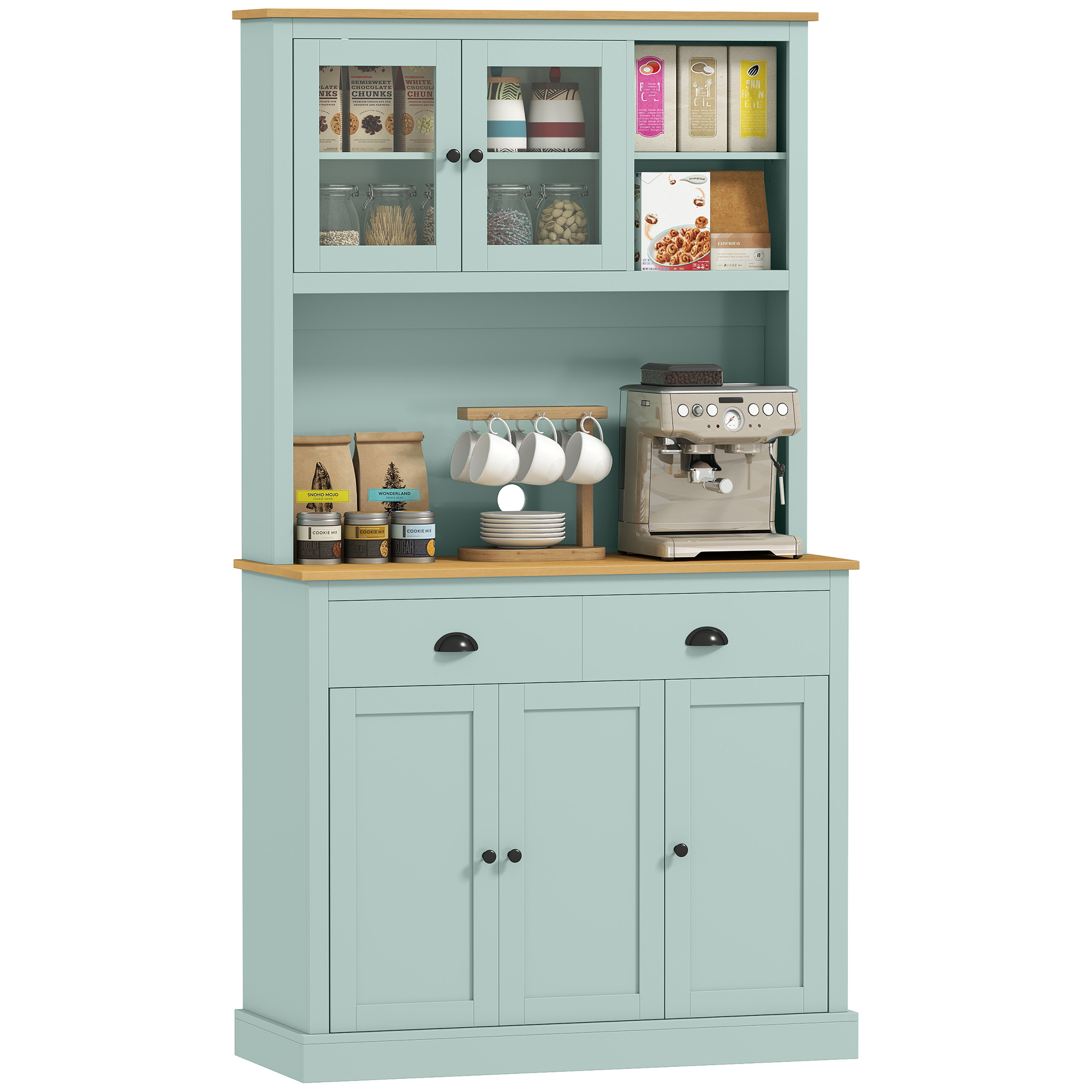 Kitchen Pantry Storage Cabinet with Microwave Stand, 71