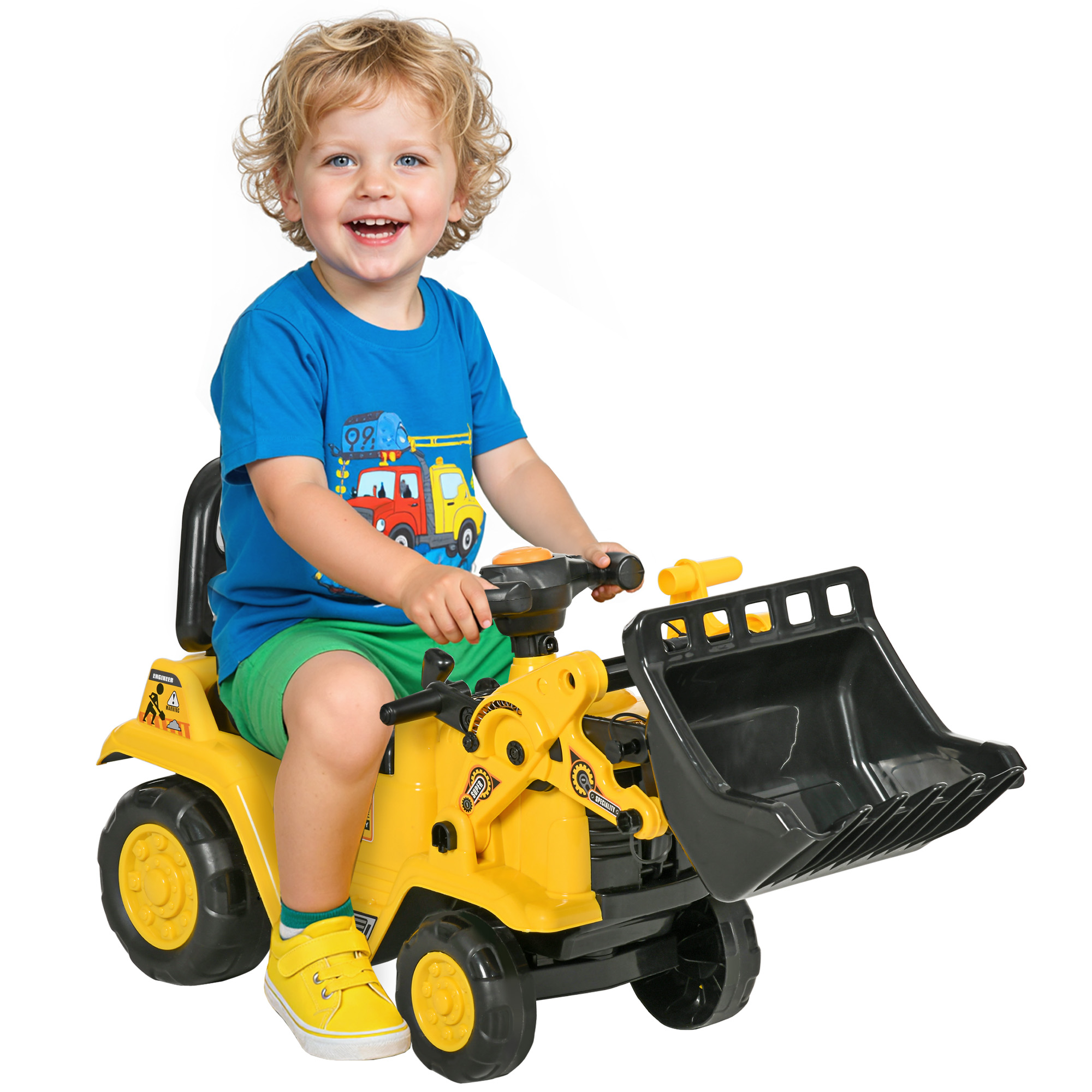 2 in 1 Ride On Toy Bulldozer Tractor Pulling Cart Pretend Play Construction Truck (Drop Shipping Only, Not for Amazon)