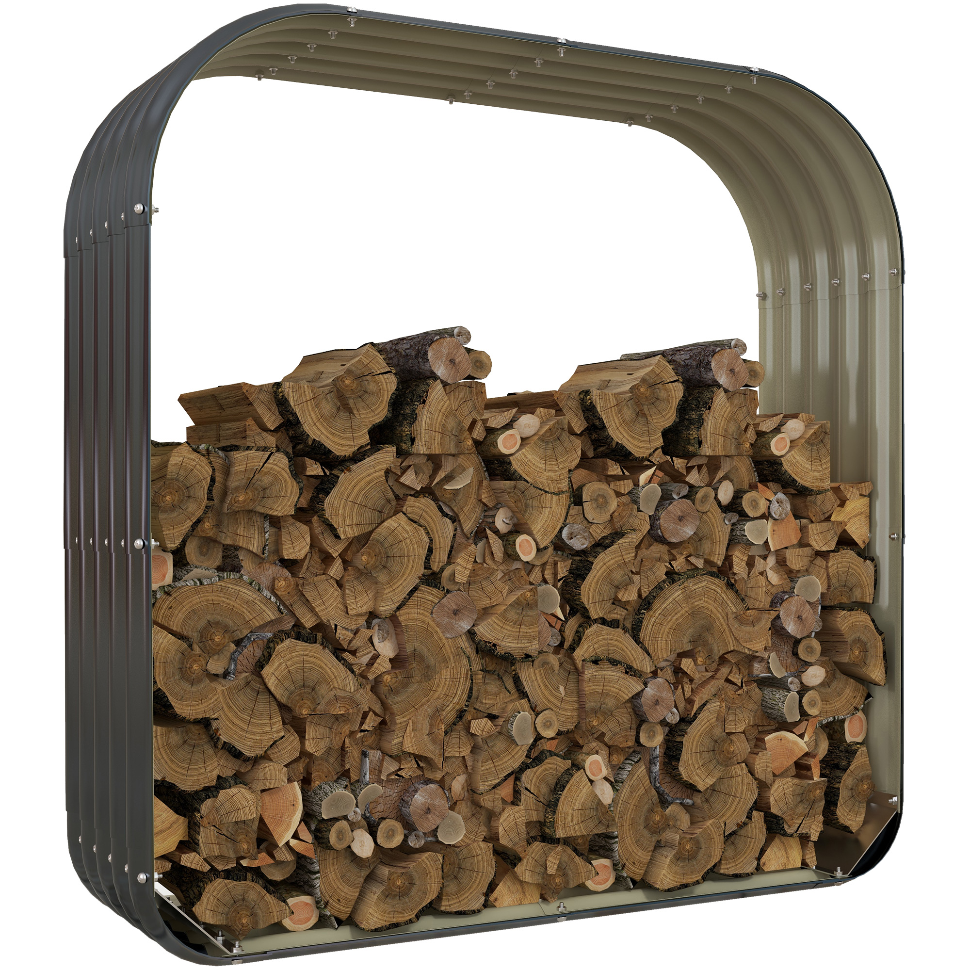 Wood Shed Galvanized Steel Firewood Storage Rack with Rubberized Edge for Safety, 4.7' x 1.4' x 4.7' (Drop Shipping Only, Not for Amazon)