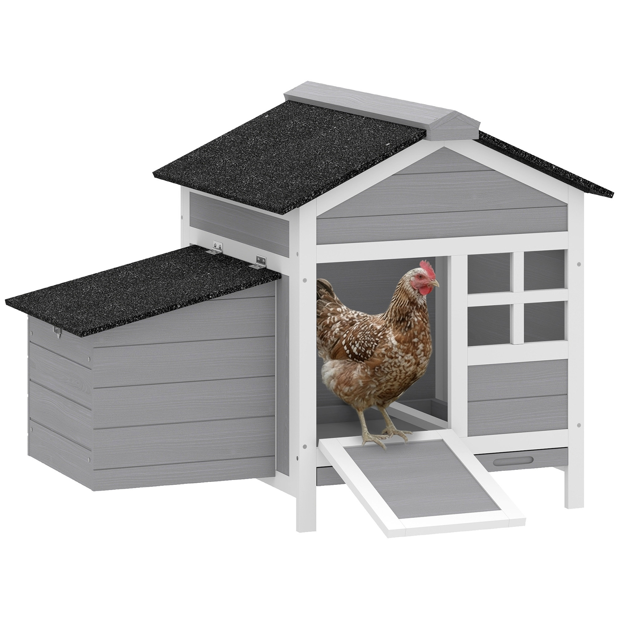 Wooden Chicken Coop with Pull-Out Tray Nesting Box for 1-2 Chickens (Drop Shipping Only, Not for Amazon)