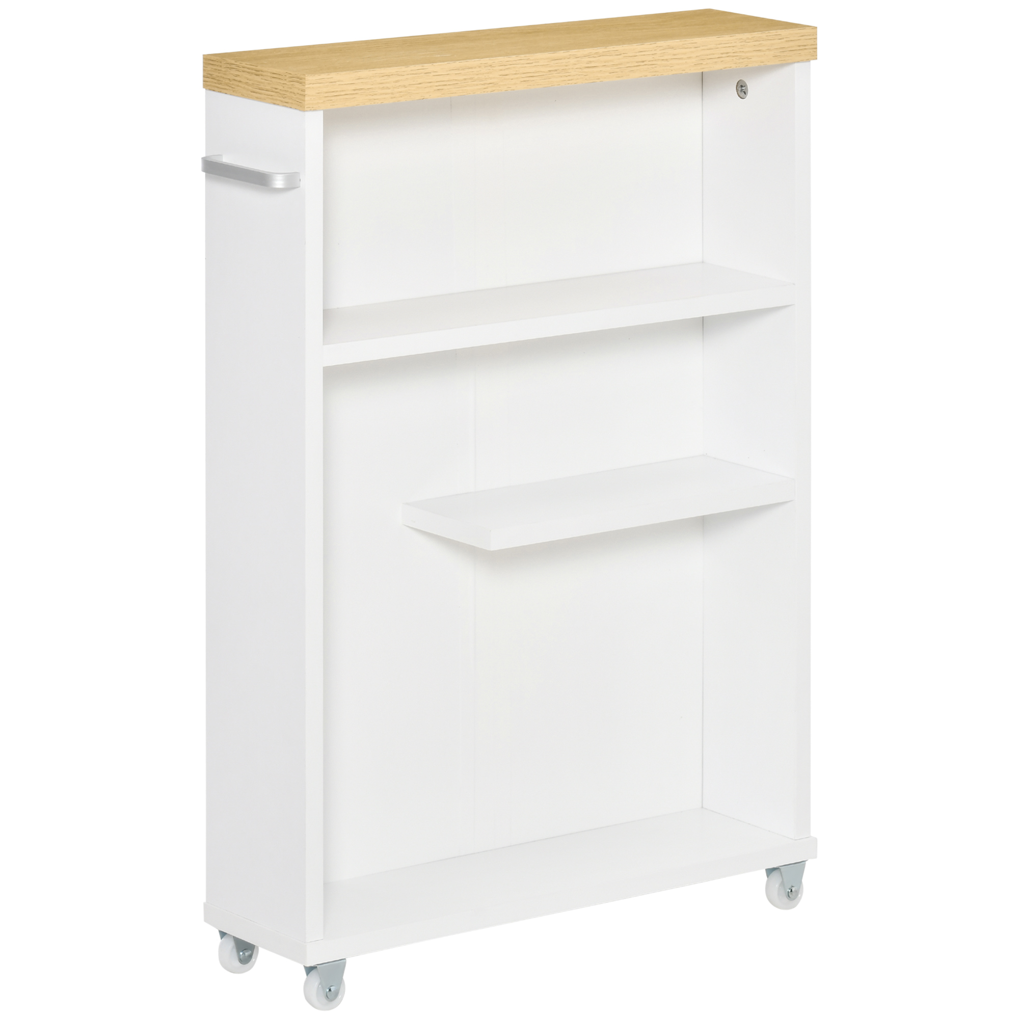 Slim Bathroom Cabinet with Wheels Storage Organizer, White (Drop Shipping Only, Not for Amazon)