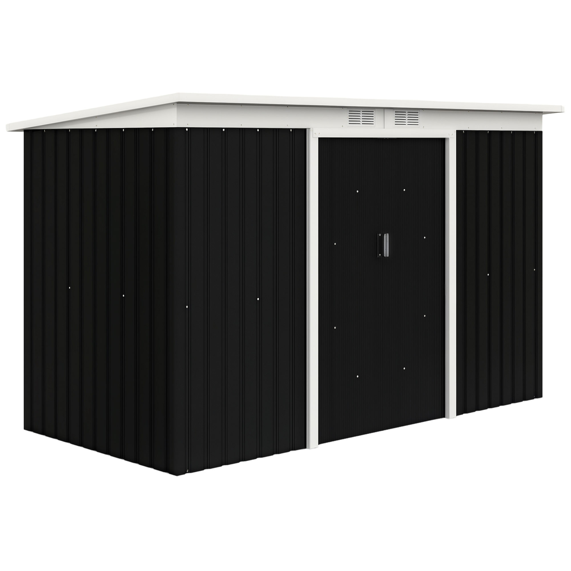 9' x 4' Metal Outdoor Storage Shed, Tool House with Double Lockable Doors for Backyard, Patio, Lawn, Garage, Dark Gray (Drop Shipping Only, Not for Amazon)