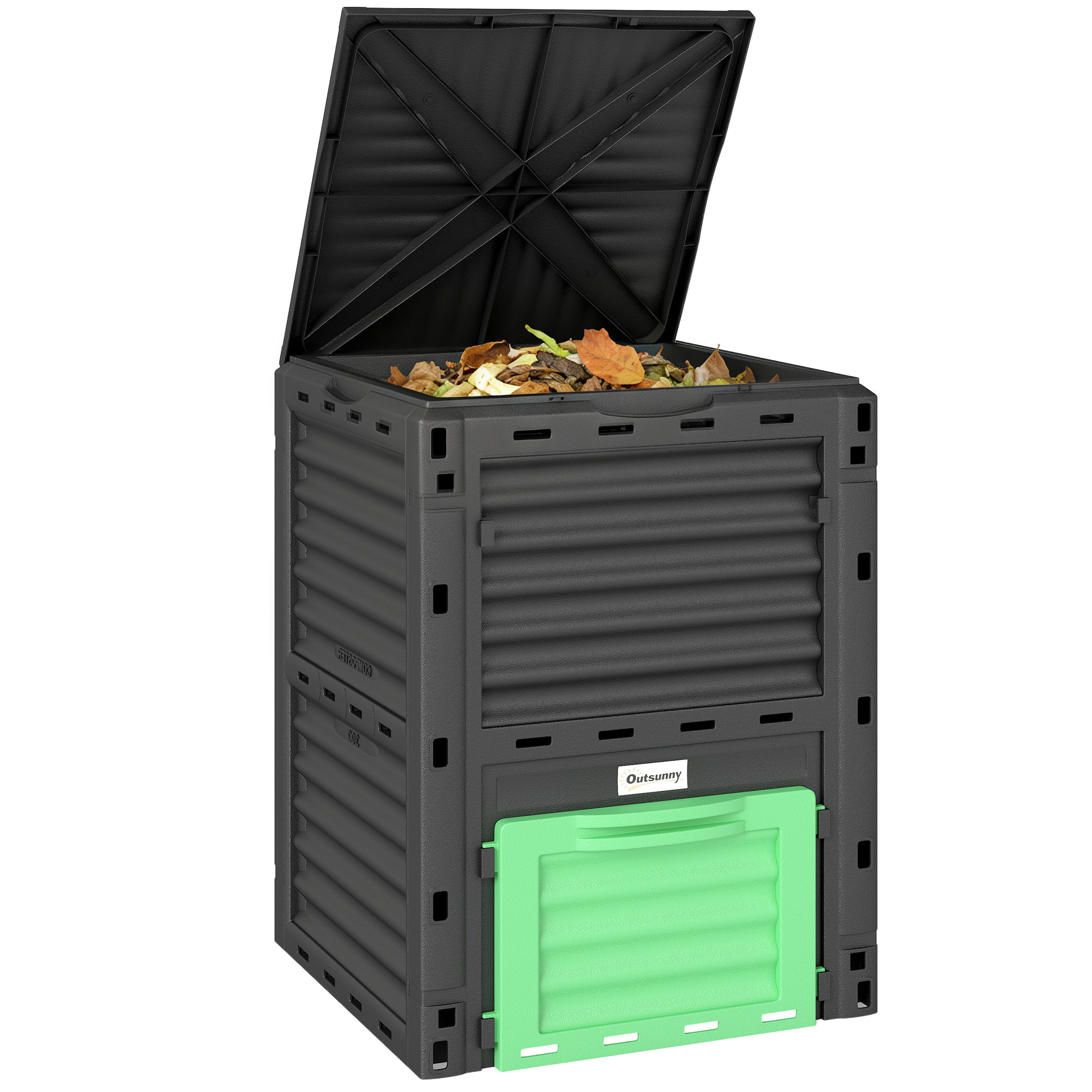 Garden Compost Bin 80 Gallon Outdoor Large Capacity Composter Fast Create Fertile Soil Aerating Box, Green (Drop Shipping Only, Not for Amazon)