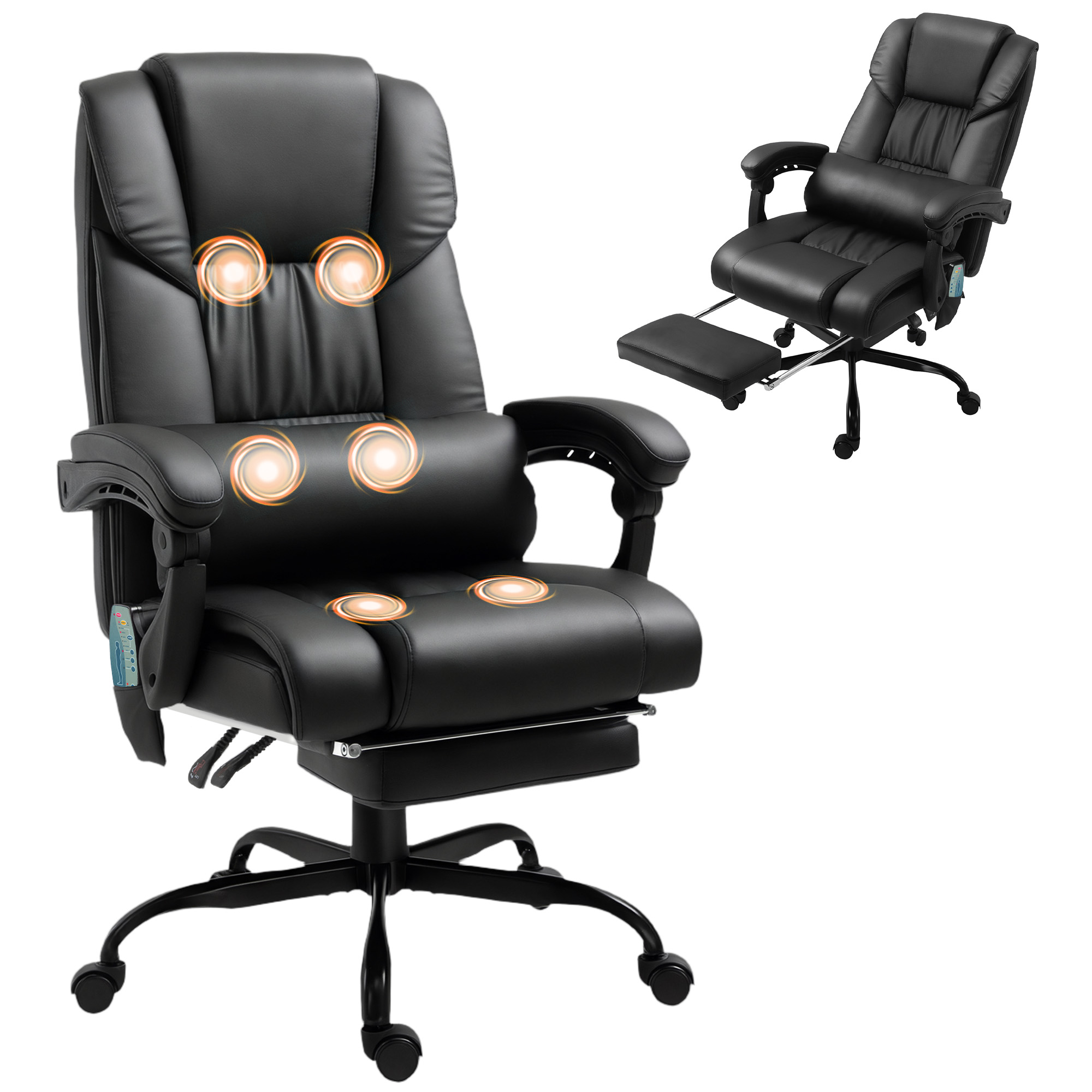 Massage Office Chair with 6 Vibrating Points, High Back Reclining Office Chair with Footrest and Remote, Pink (Drop Shipping Only, Not for Amazon)