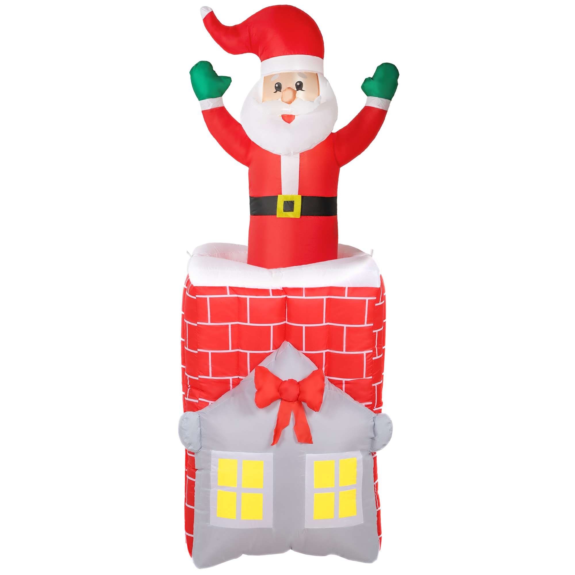 7FT Christmas Inflatable Santa in Chimney Up and Down, Blow Up Decoration with Built-in LED Lights for Indoor Party (Drop Shipping Only, Not for Amazon)