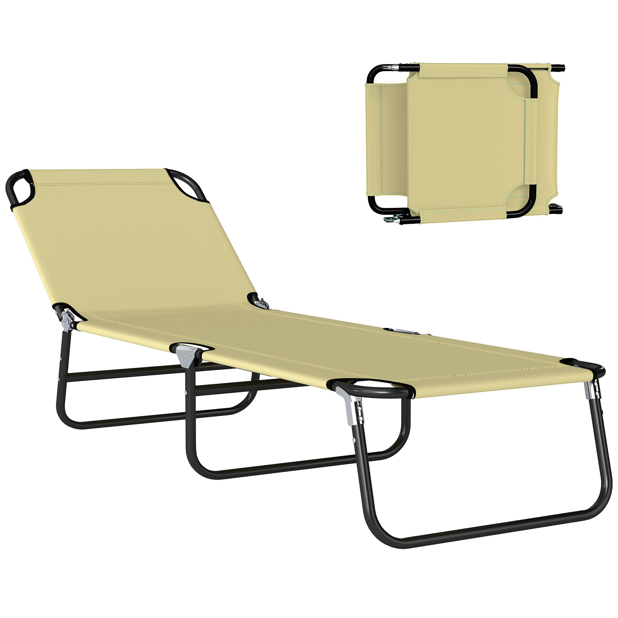 Folding Chaise Lounge Pool Chairs, Outdoor Sun Tanning Chairs with 5-Level Reclining Back, Steel Frame for Beach, Yard, Patio, Red (Drop Shipping Only, Not for Amazon)