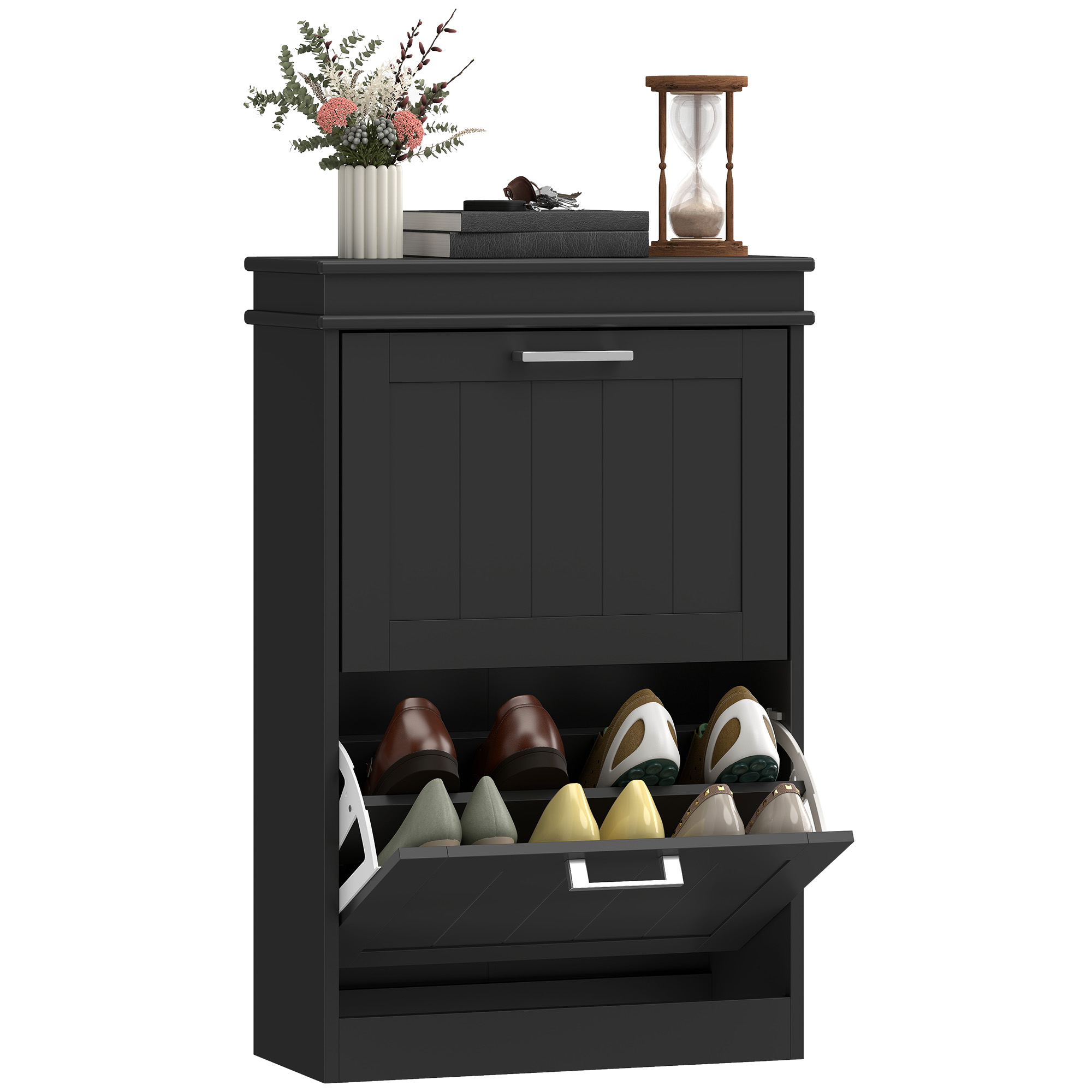 Two-Drawer Minimalistic 10-Shoe Cabinet - White (Drop Shipping Only, Not for Amazon)